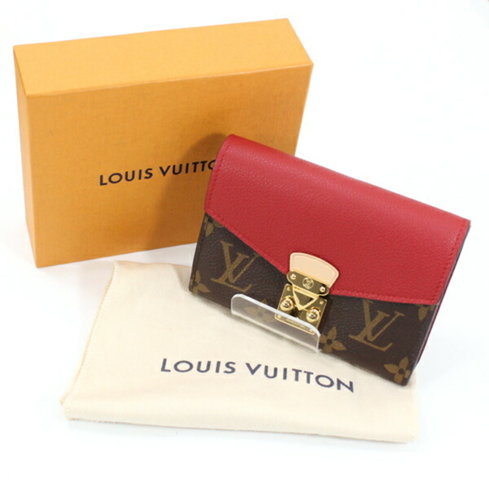Louis Vuitton Brown Cerise Monogram Red Color Monogram Wallet (Tri-Fold) (Pre-Owned)
