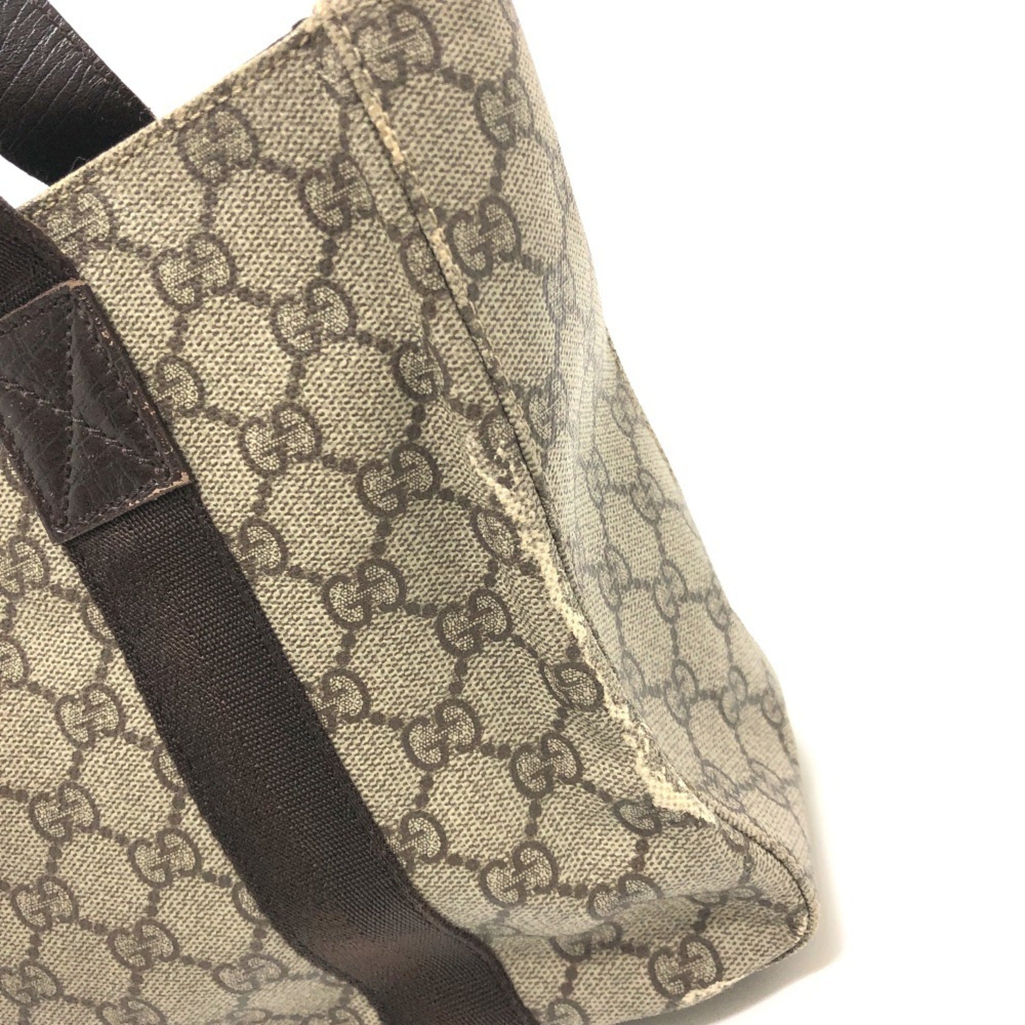 Gucci Beige Dark Brown Gg Supreme Canvas Handbag Tote Bag (Pre-Owned)