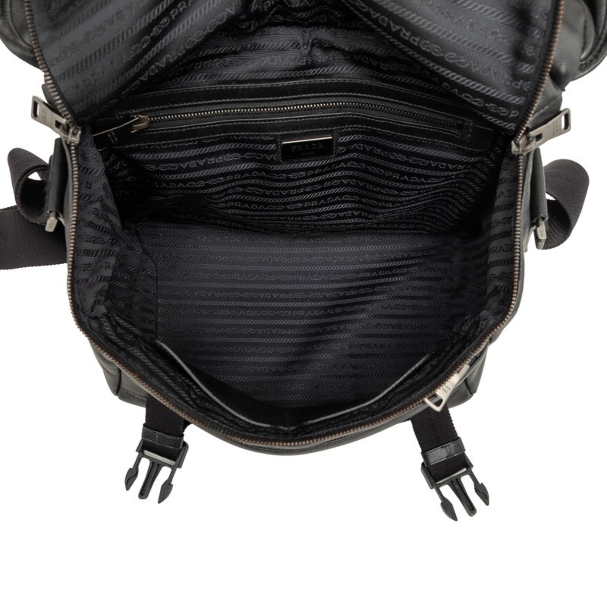 Prada Black Leather Messenger Bag (Pre-Owned)