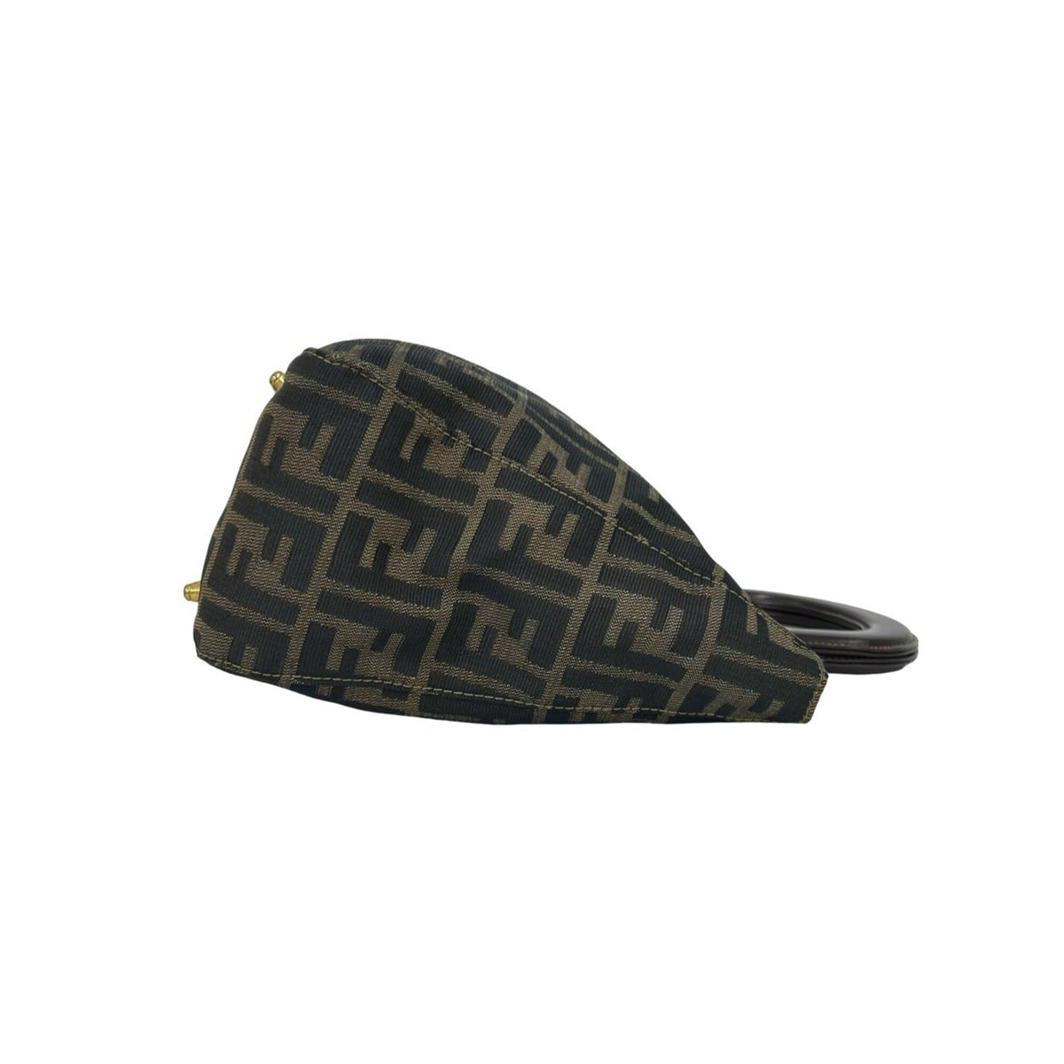 Fendi Black Brown Canvas Leather Handbag Tote Bag (Pre-Owned)