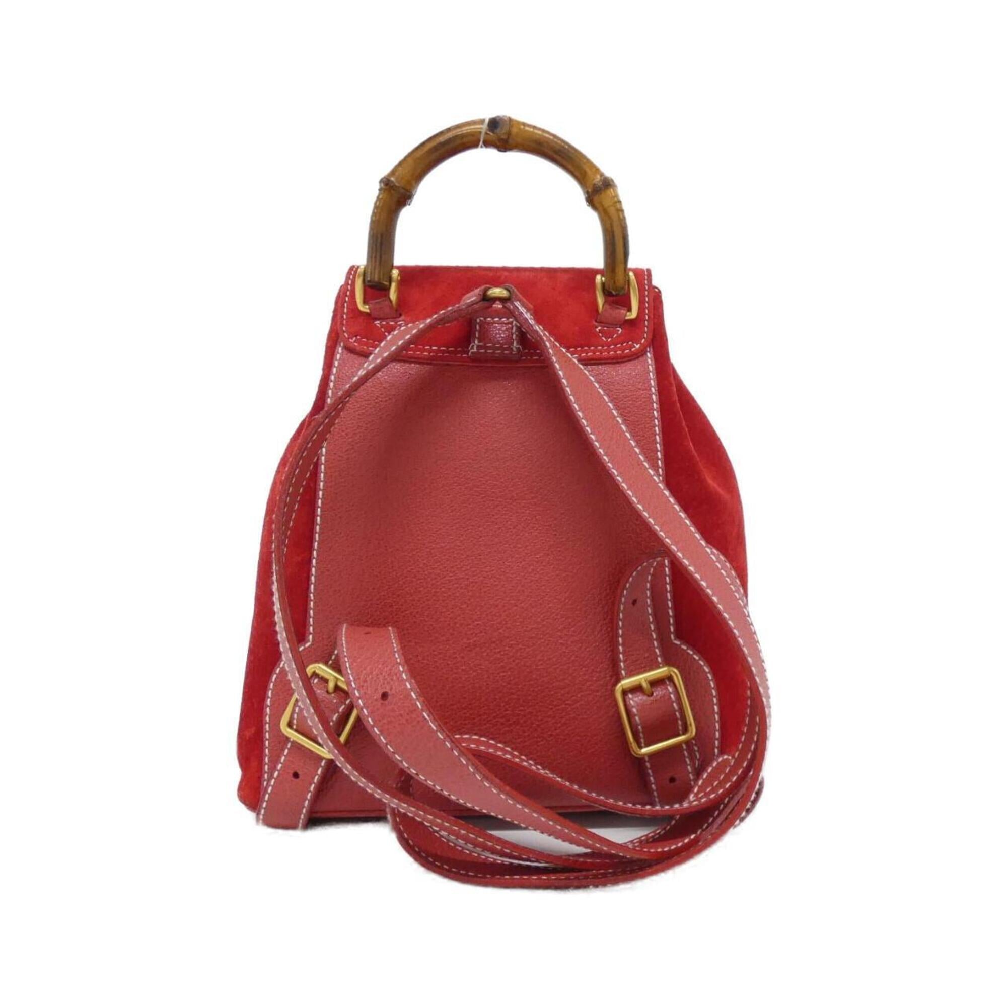 Gucci Red Color Suede Leather Backpack (Pre-Owned)