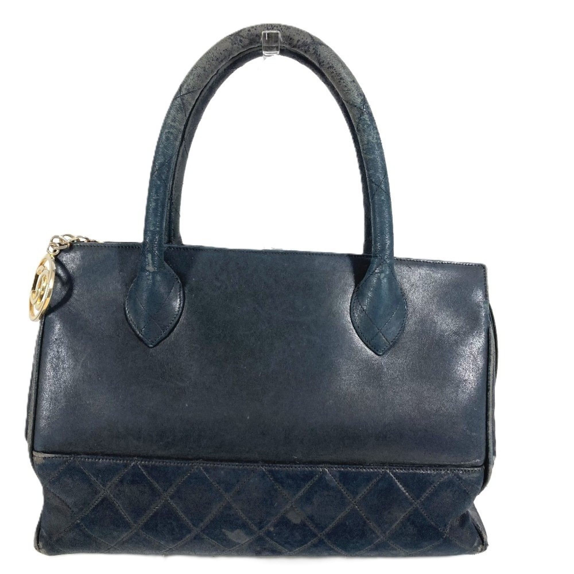 Chanel Black Leather Handbag Tote Bag (Pre-Owned)