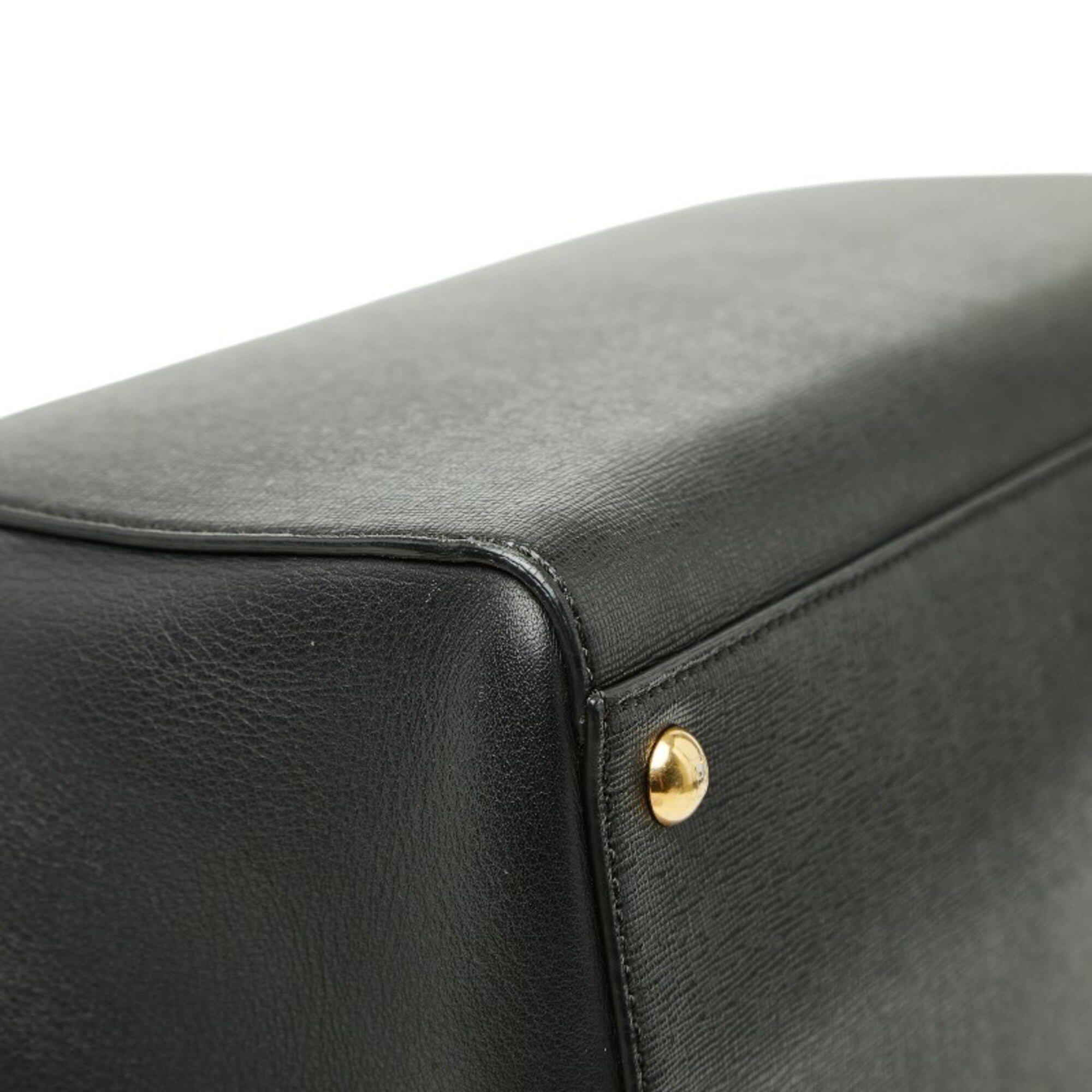 Fendi 2Jours Black Leather Handbag Shoulder Bag (Pre-Owned)