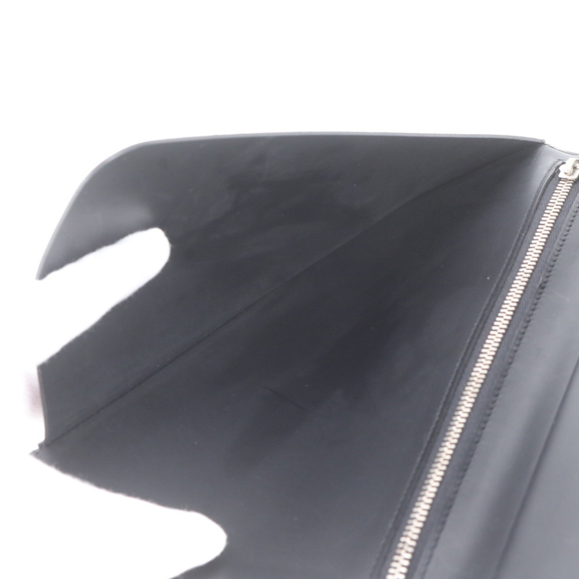 Louis Vuitton Noir Leather Clutch Bag Handbag (Pre-Owned)