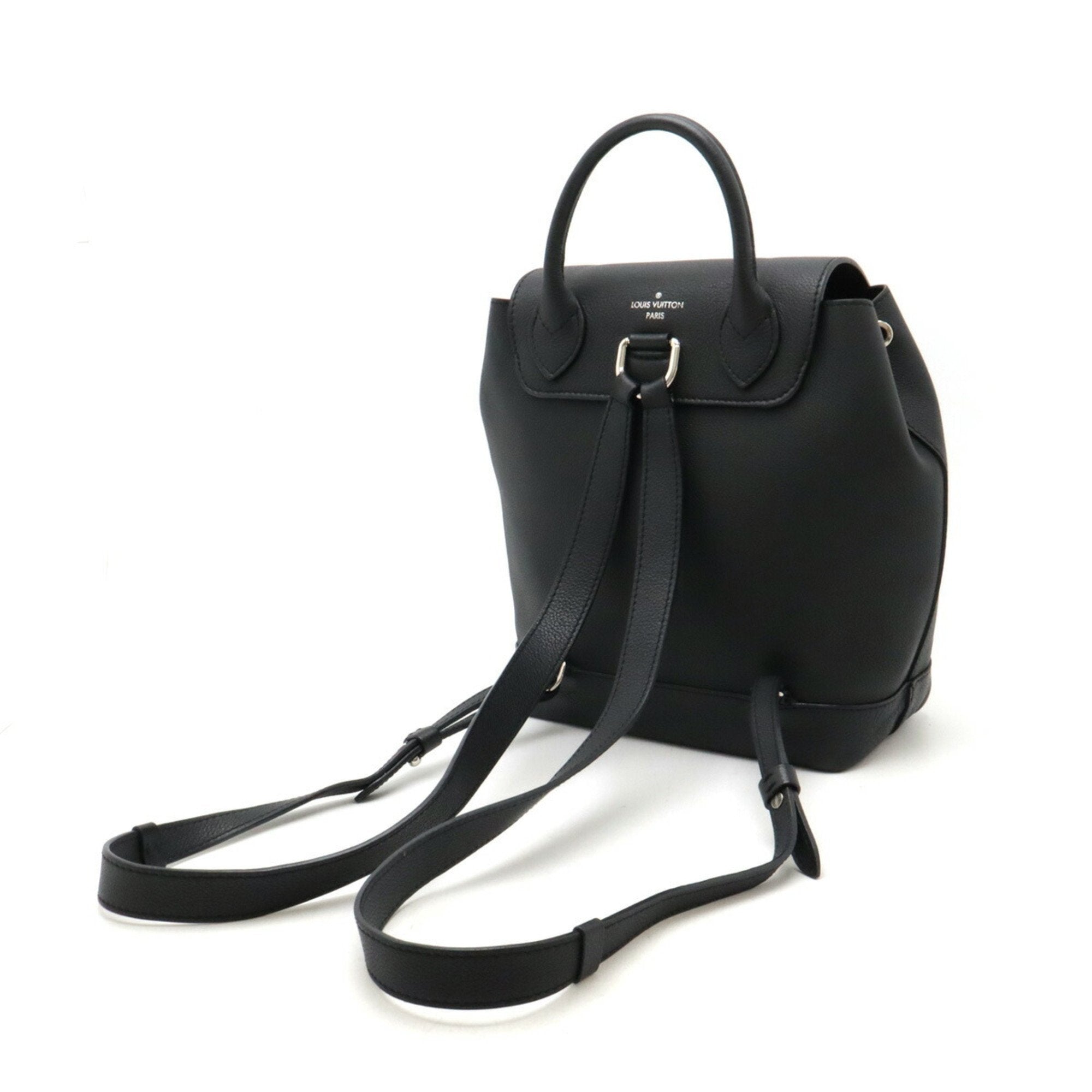 Louis Vuitton Noir Leather Backpack (Pre-Owned)