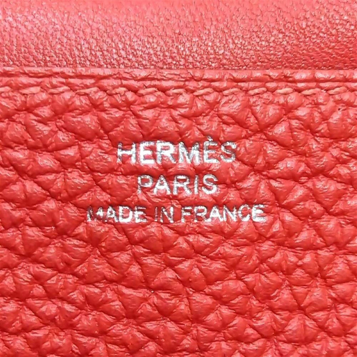 Hermes Red Color Vermilion Togo Leather Long Wallet (Bi-Fold) (Pre-Owned)
