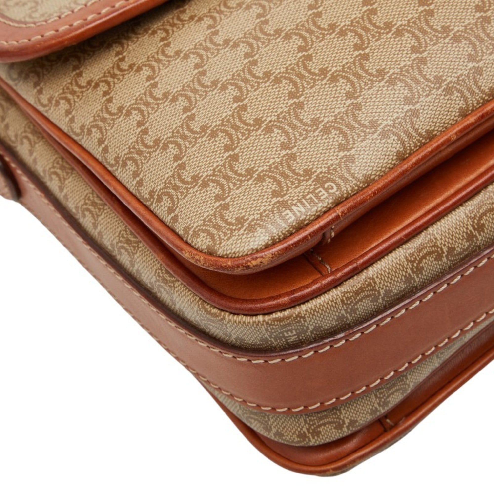 Celine Beige Brown Pvc Leather Shoulder Bag (Pre-Owned)