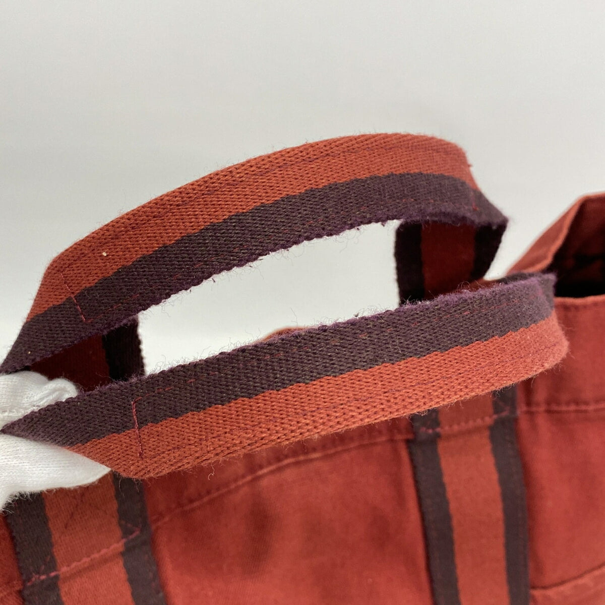 Hermes Red Color Canvas Tote Bag (Pre-Owned)