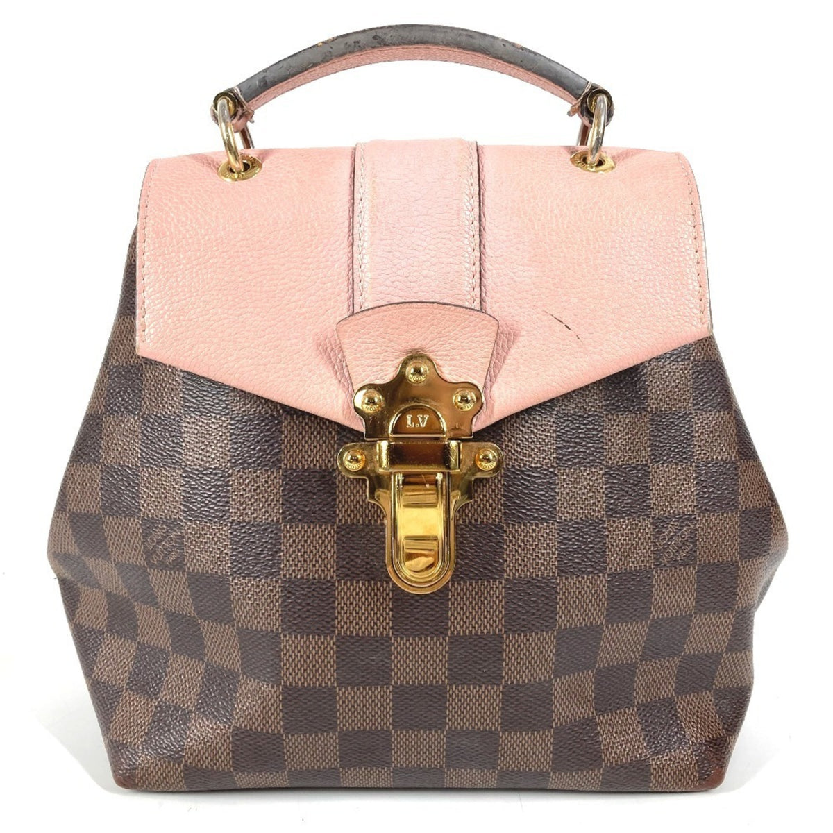 Louis Vuitton Brown Pink Damier Canvas Backpack Handbag (Pre-Owned)