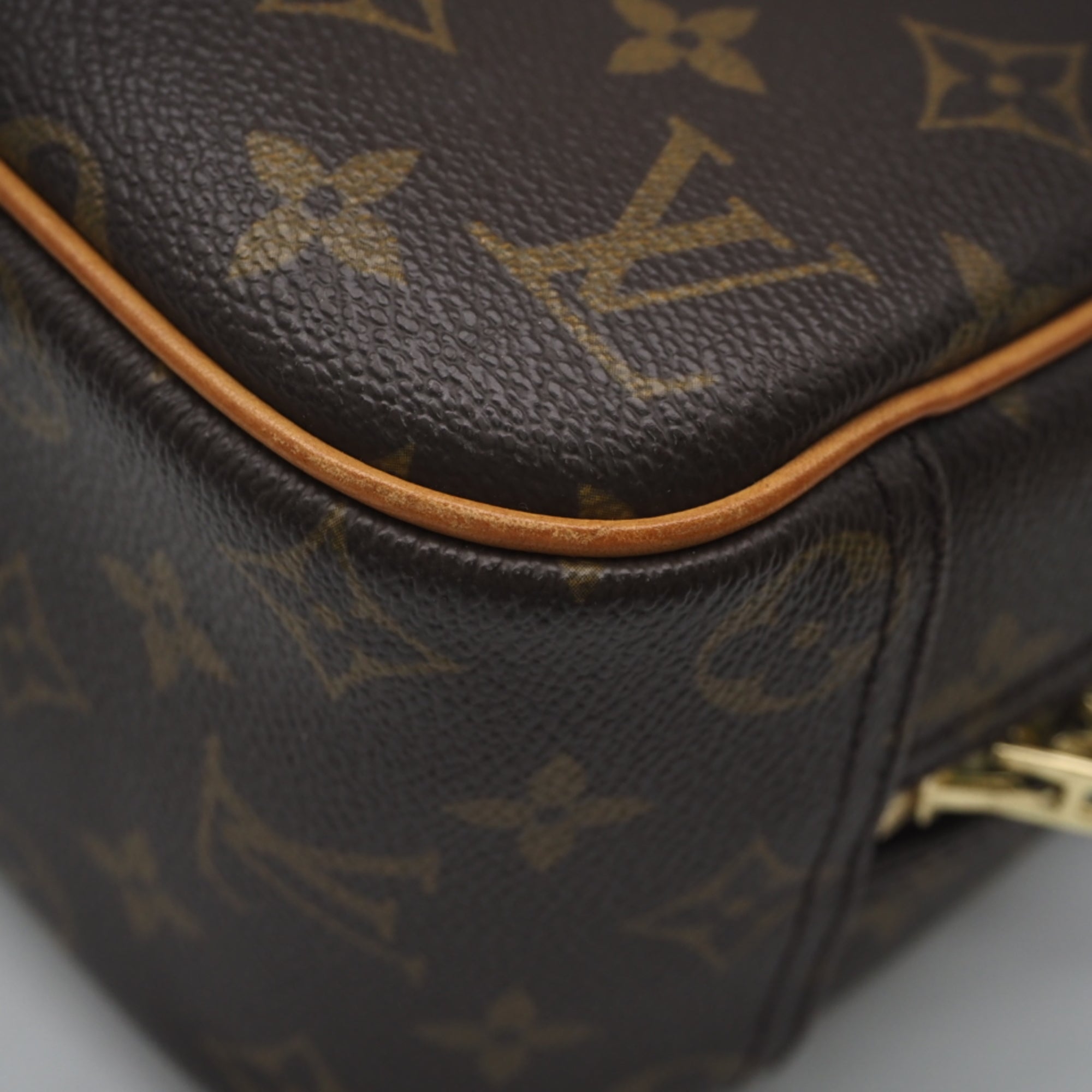 Louis Vuitton Monogram Beige Brown Coated Canvas Leather Handbag (Pre-Owned)