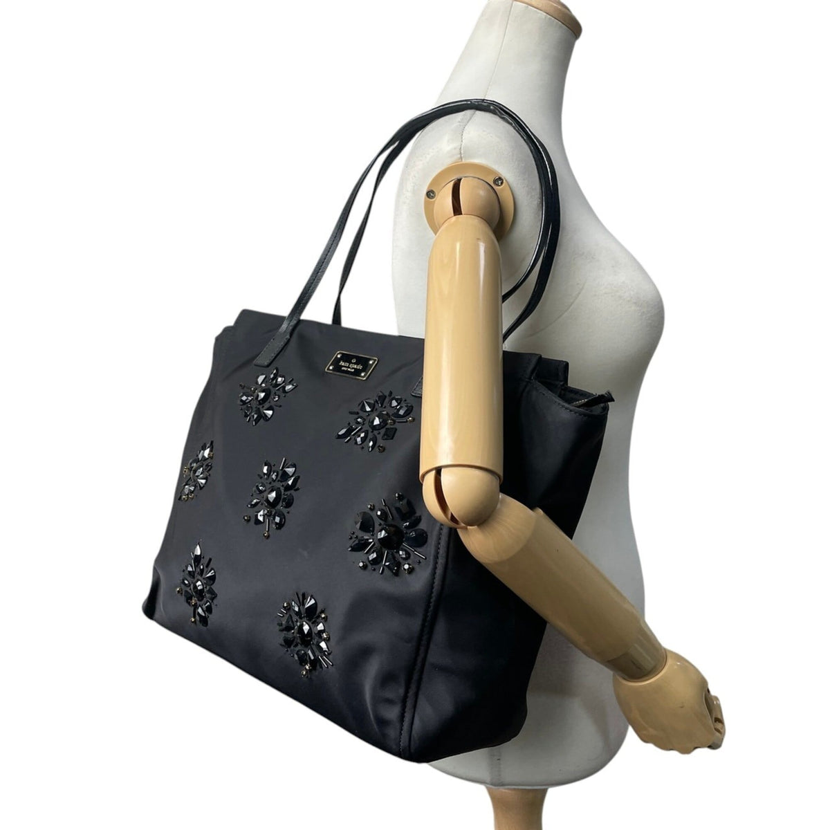 Kate Spade Black Nylon Leather Handbag Tote Bag (Pre-Owned)