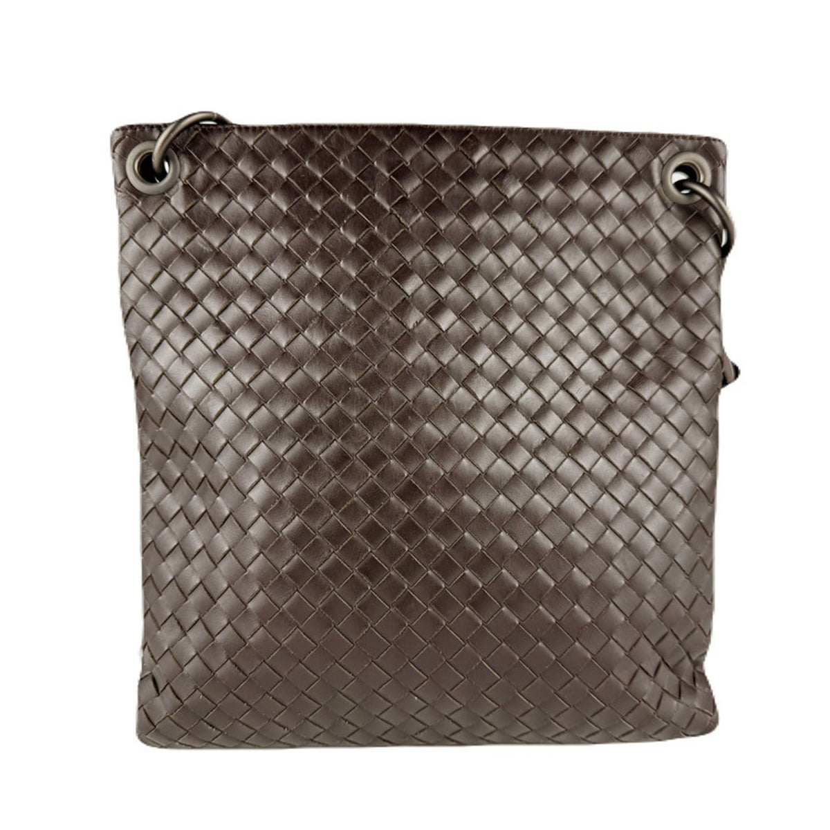 Bottega Veneta Intrecciato Black Brown Leather Shoulder Bag (Pre-Owned)