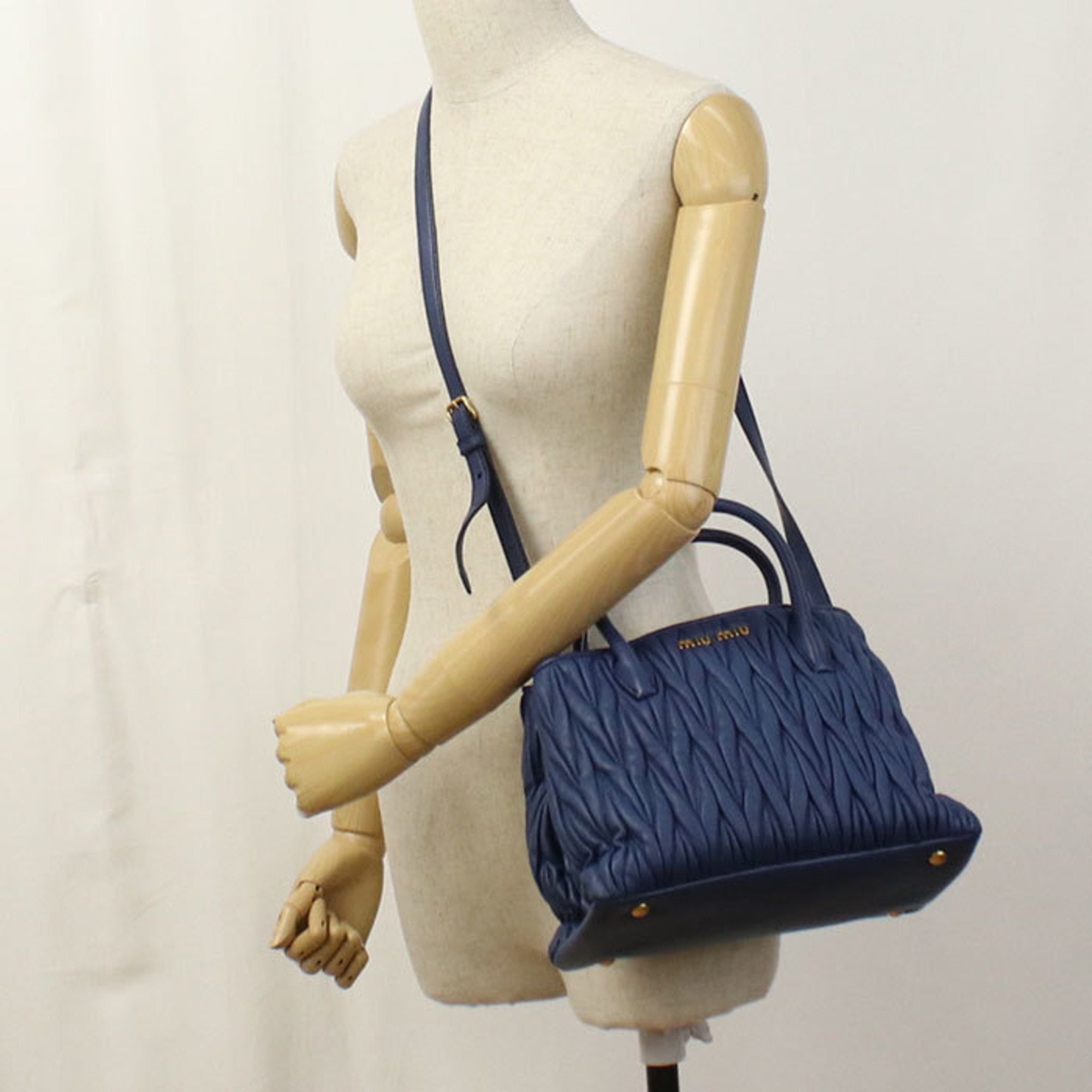 Miu Miu Blue Leather Tote Bag (Pre-Owned)