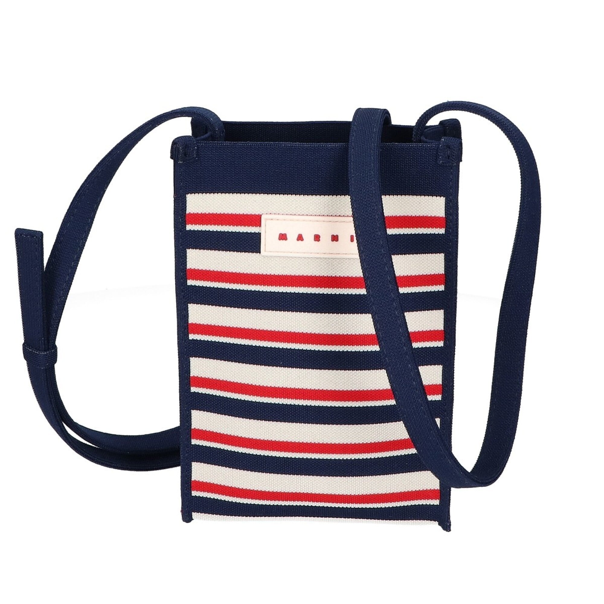Marni Ivory Navy Red Color Canvas Shoulder Bag (Pre-Owned)