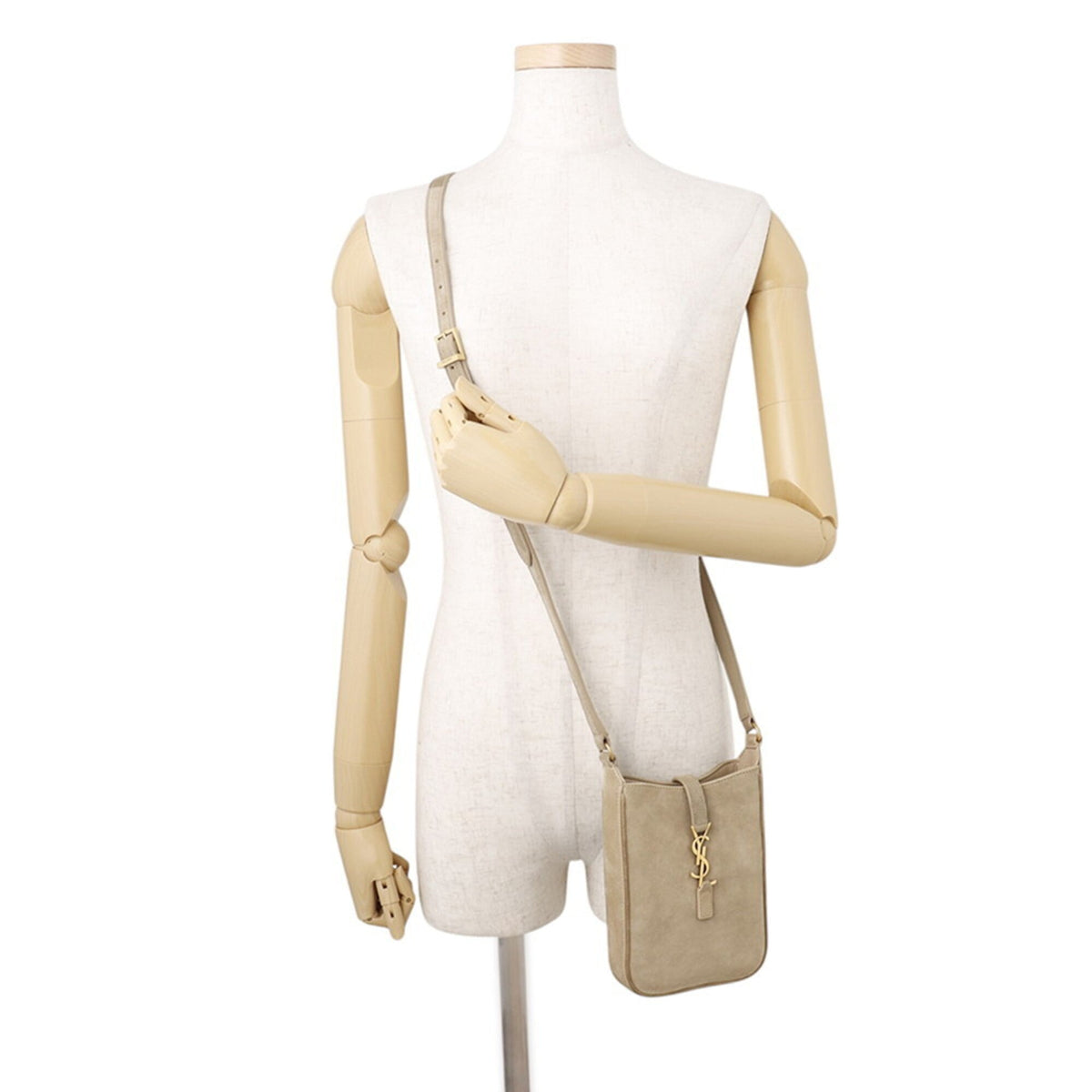 Yves Saint Laurent Beige Suede Handbag Shoulder Bag (Pre-Owned)