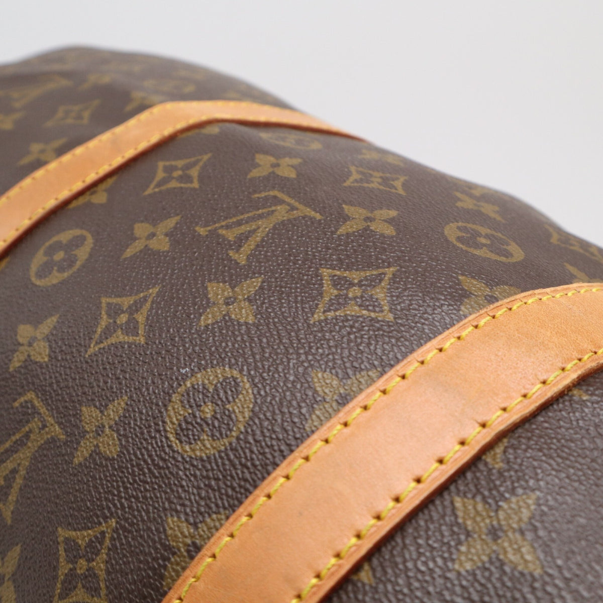 Louis Vuitton Monogram Beige Brown Coated Canvas Leather Boston Bag (Pre-Owned)