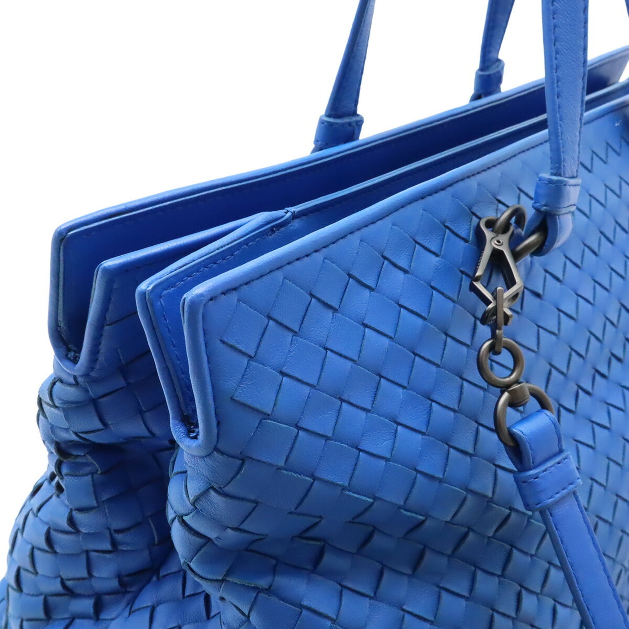 Bottega Veneta Blue Leather Shoulder Bag Tote Bag (Pre-Owned)