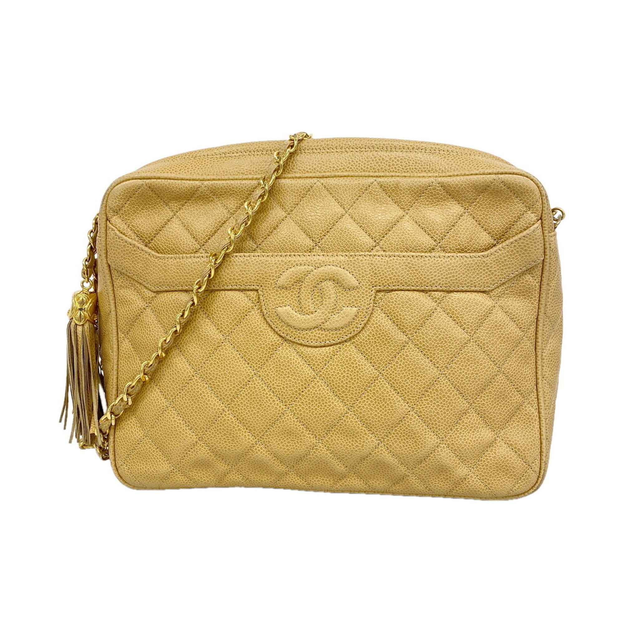 Chanel Beige Grained Calfskin Shoulder Bag (Pre-Owned)