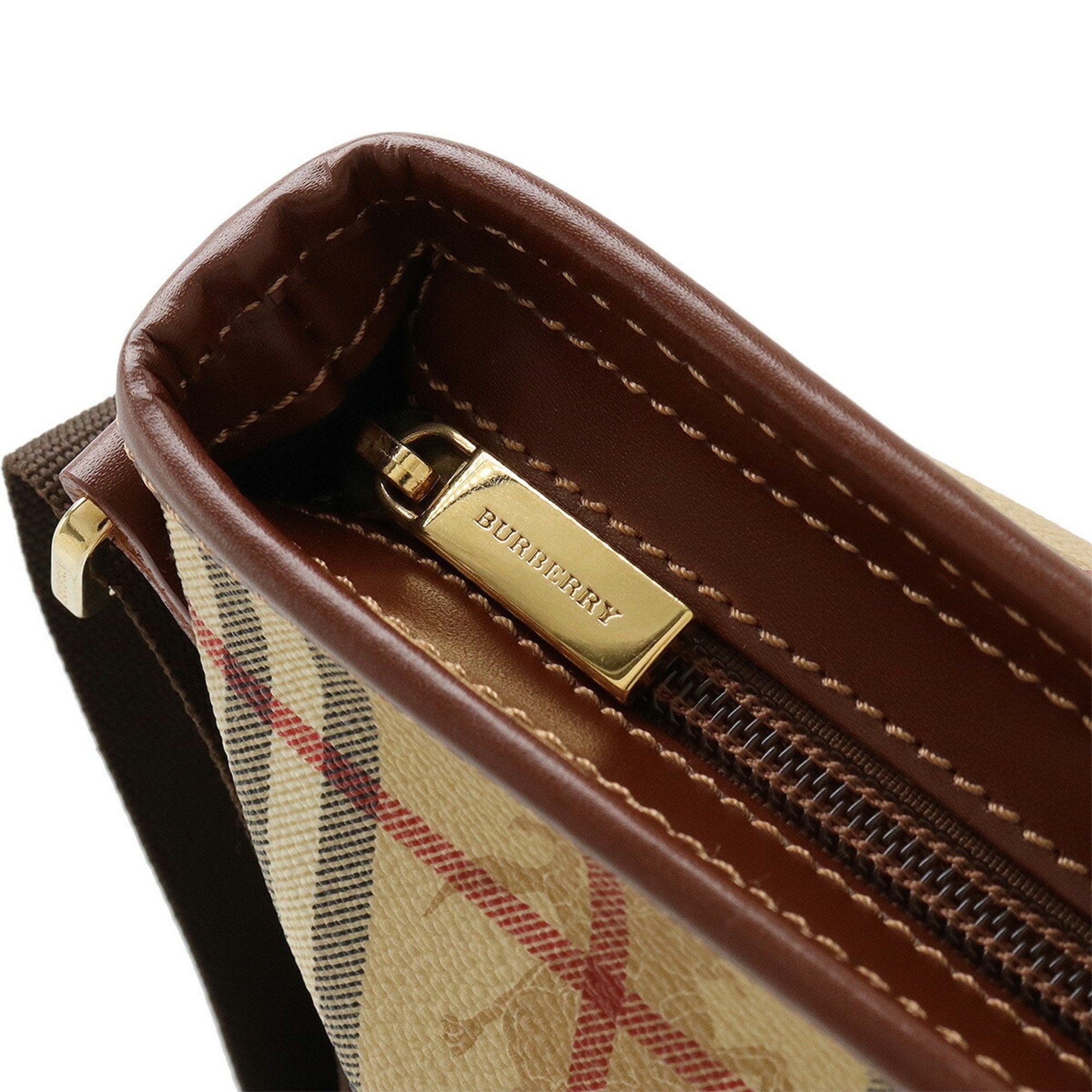 Burberry Beige Black Brown Red Color Pvc Leather Shoulder Bag (Pre-Owned)