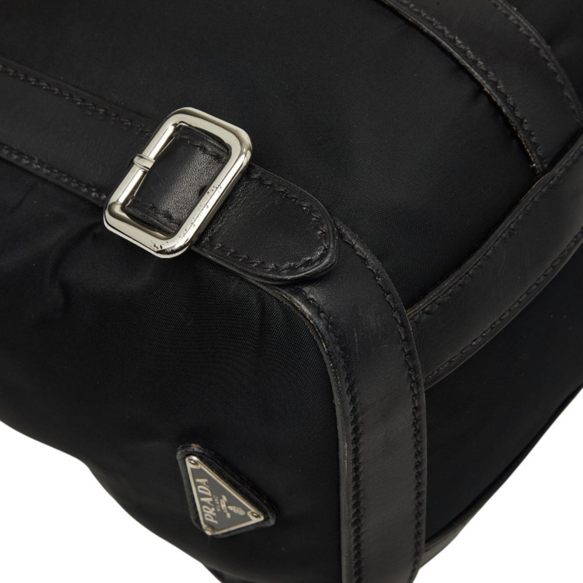 Prada Black Nylon Leather Shoulder Bag (Pre-Owned)