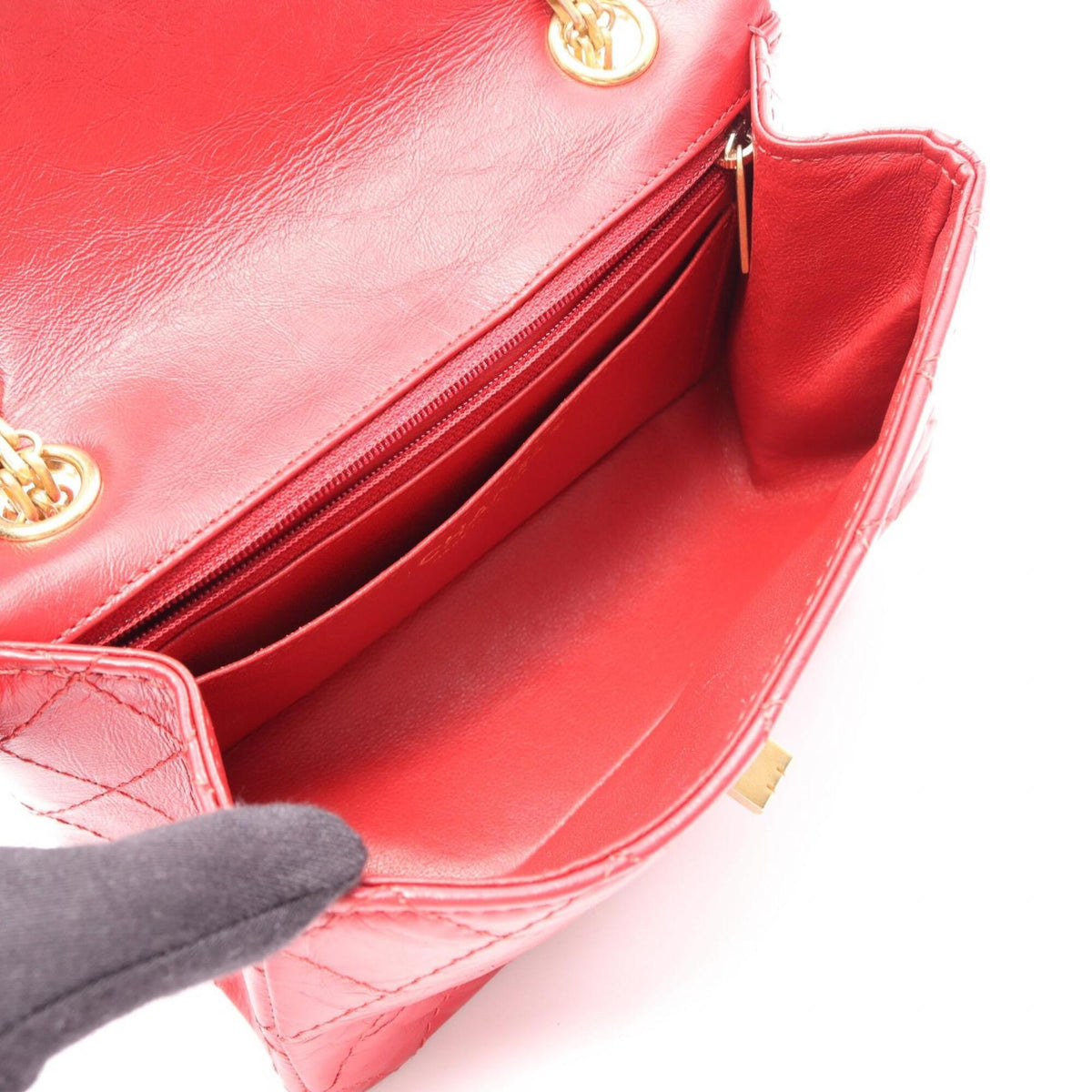 Chanel Red Color Leather Handbag Shoulder Bag (Pre-Owned)