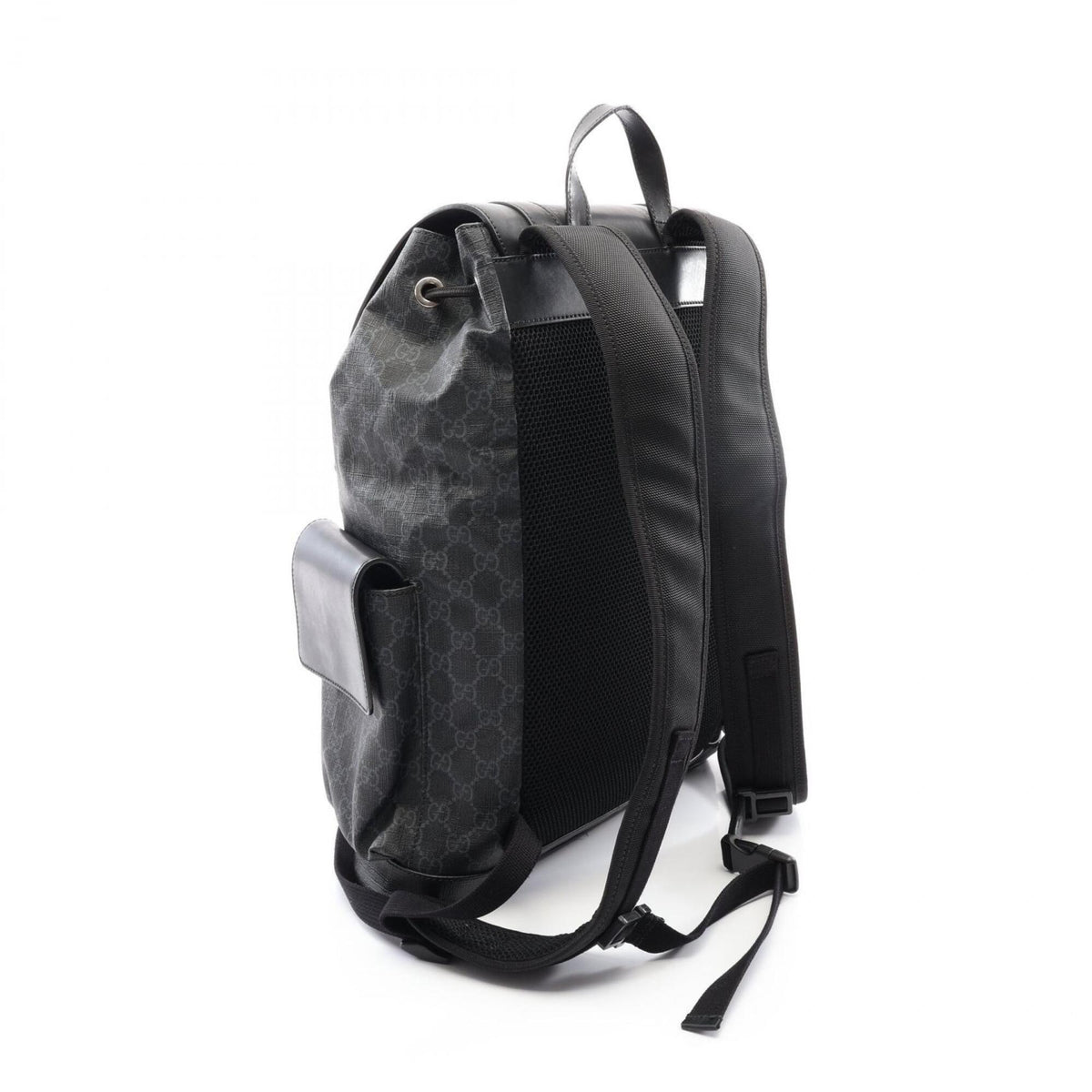 Gucci Black Navy Red Color Coated Canvas Leather Backpack (Pre-Owned)