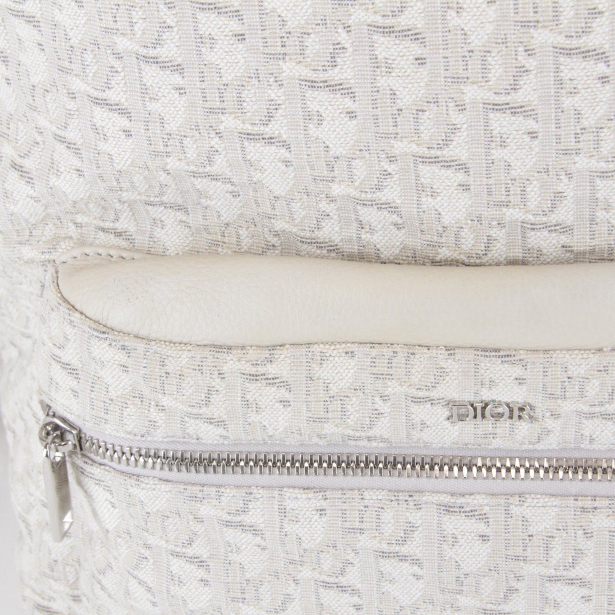 Christian Dior White Canvas Leather Backpack (Pre-Owned)