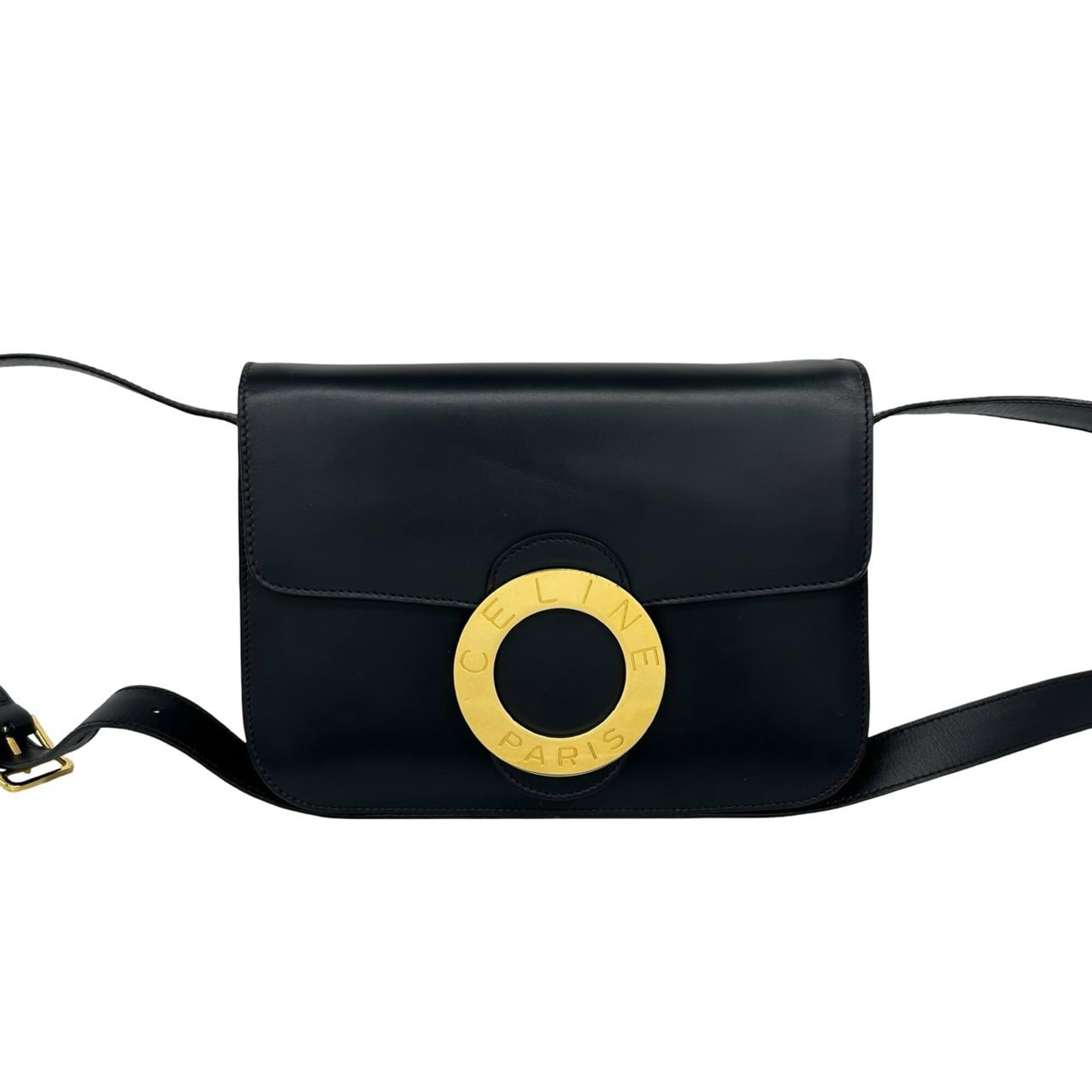 Celine Navy Leather Pochette Shoulder Bag (Pre-Owned)