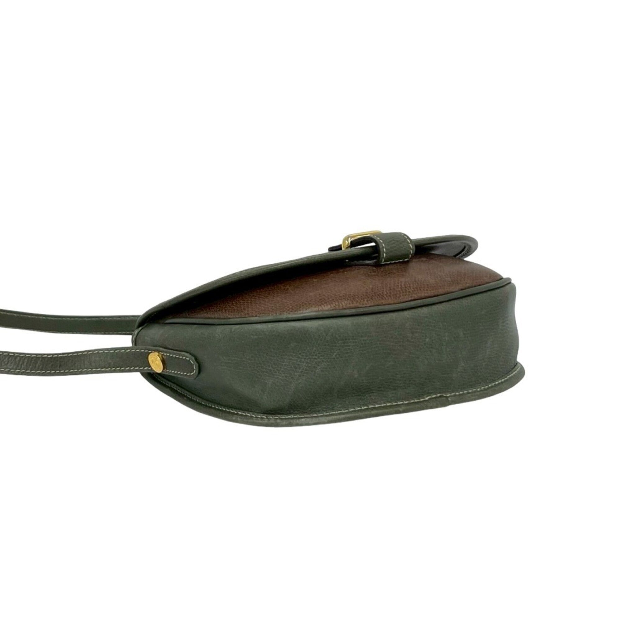 Loewe Brown Green Leather Pochette Shoulder Bag (Pre-Owned)