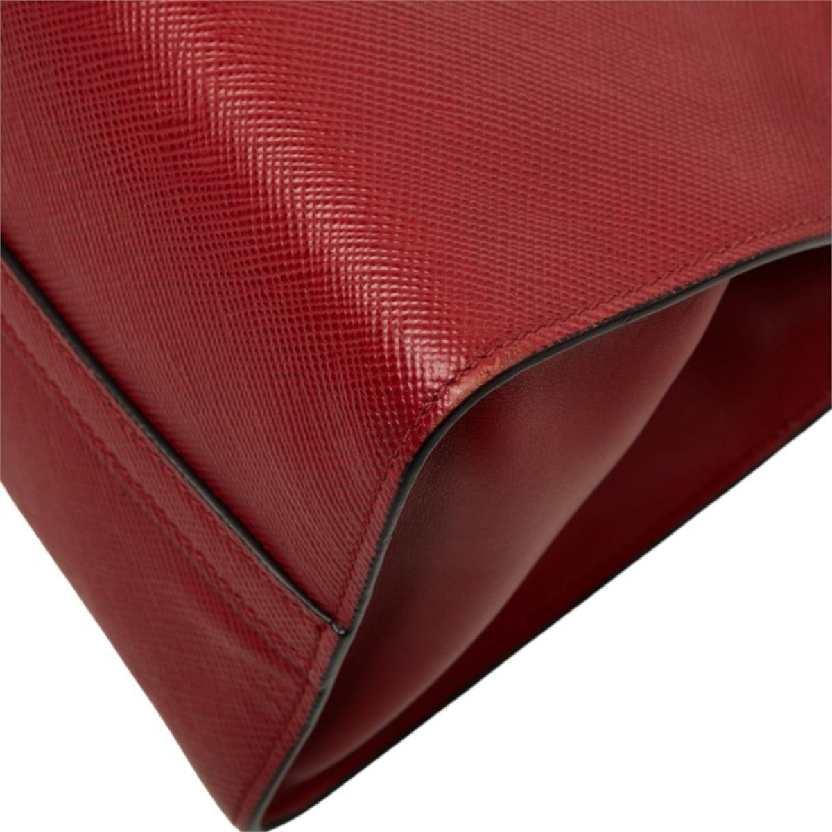 Prada Red Color Leather Handbag Shoulder Bag (Pre-Owned)
