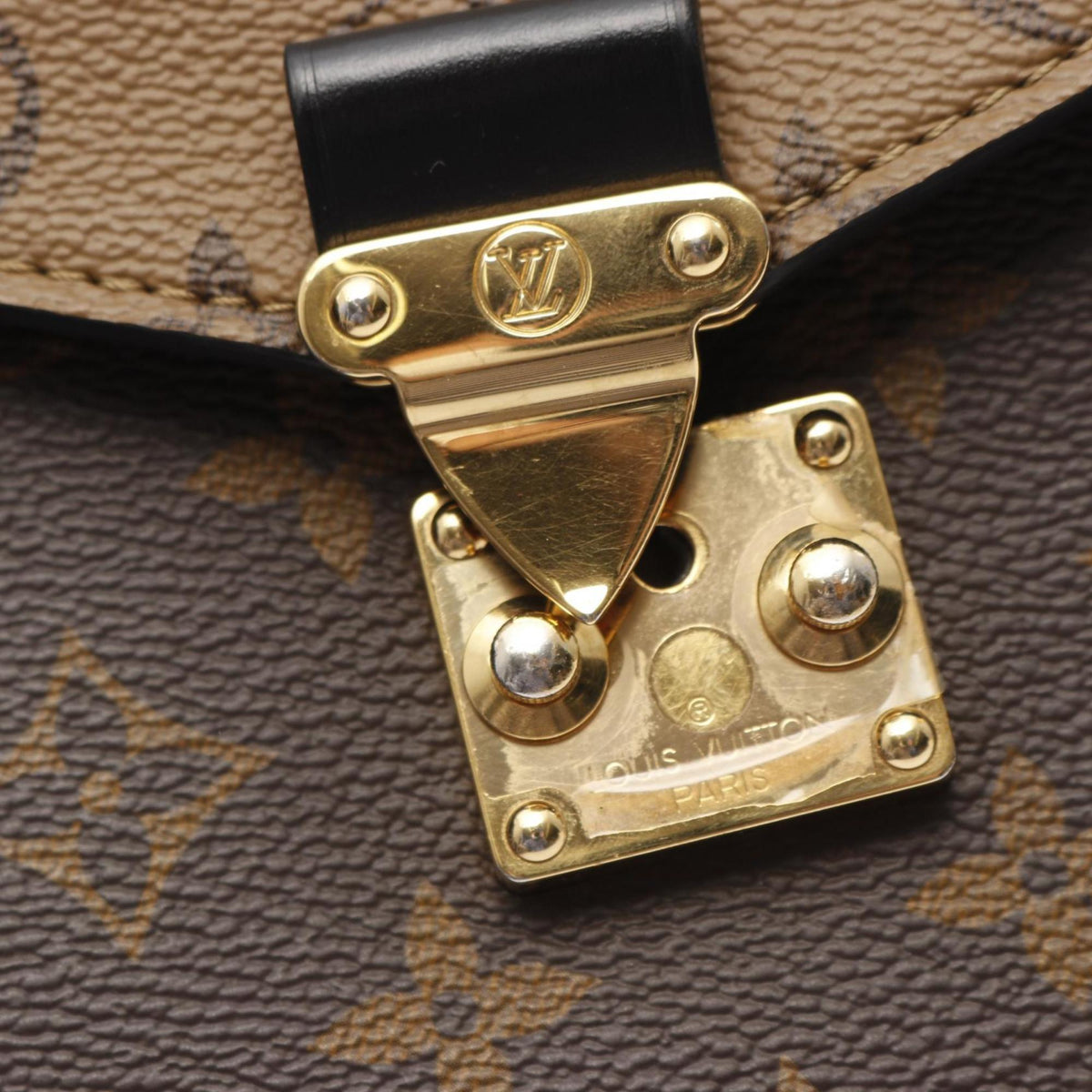 Louis Vuitton Black Brown Coated Canvas Leather Handbag Pochette (Pre-Owned)