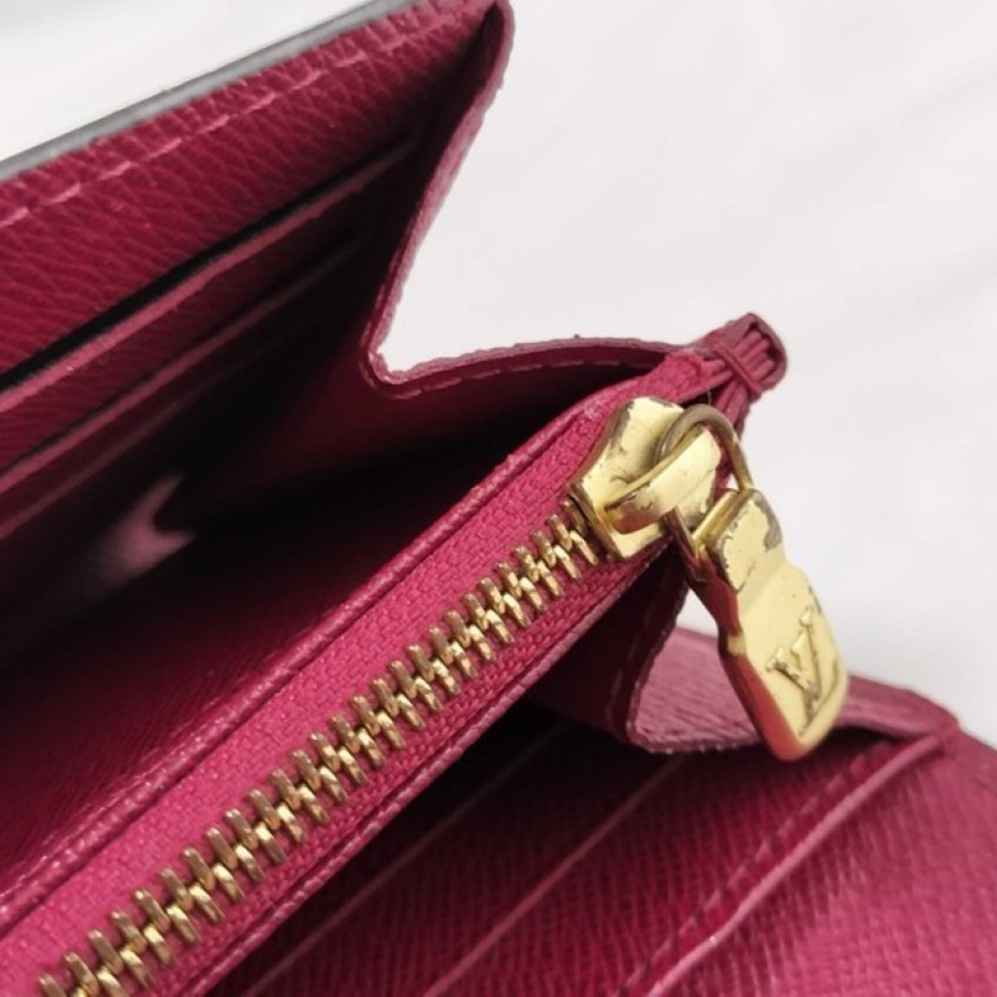 Louis Vuitton Brown Fuchsia Monogram Long Wallet (Tri-Fold) (Pre-Owned)