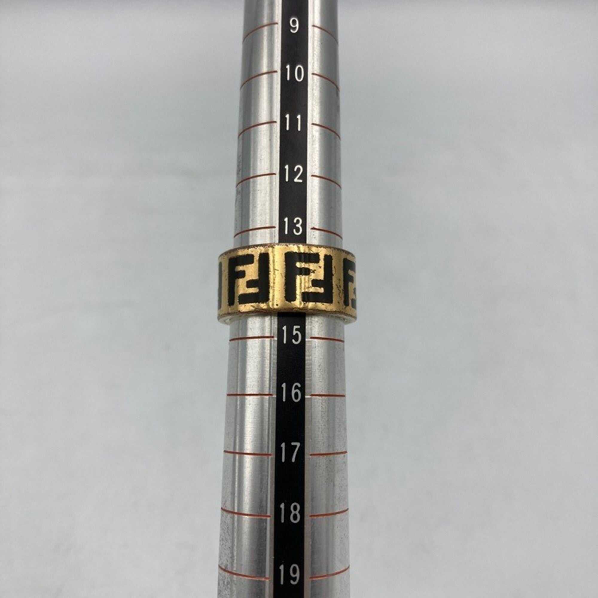 Fendi Gold Black Brass Band Ring (Pre-Owned)