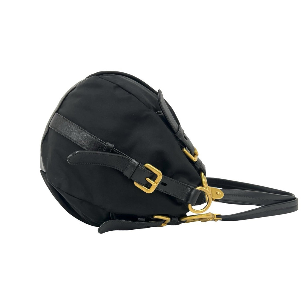 Prada Black Nylon Leather Handbag Shoulder Bag Tote Bag (Pre-Owned)