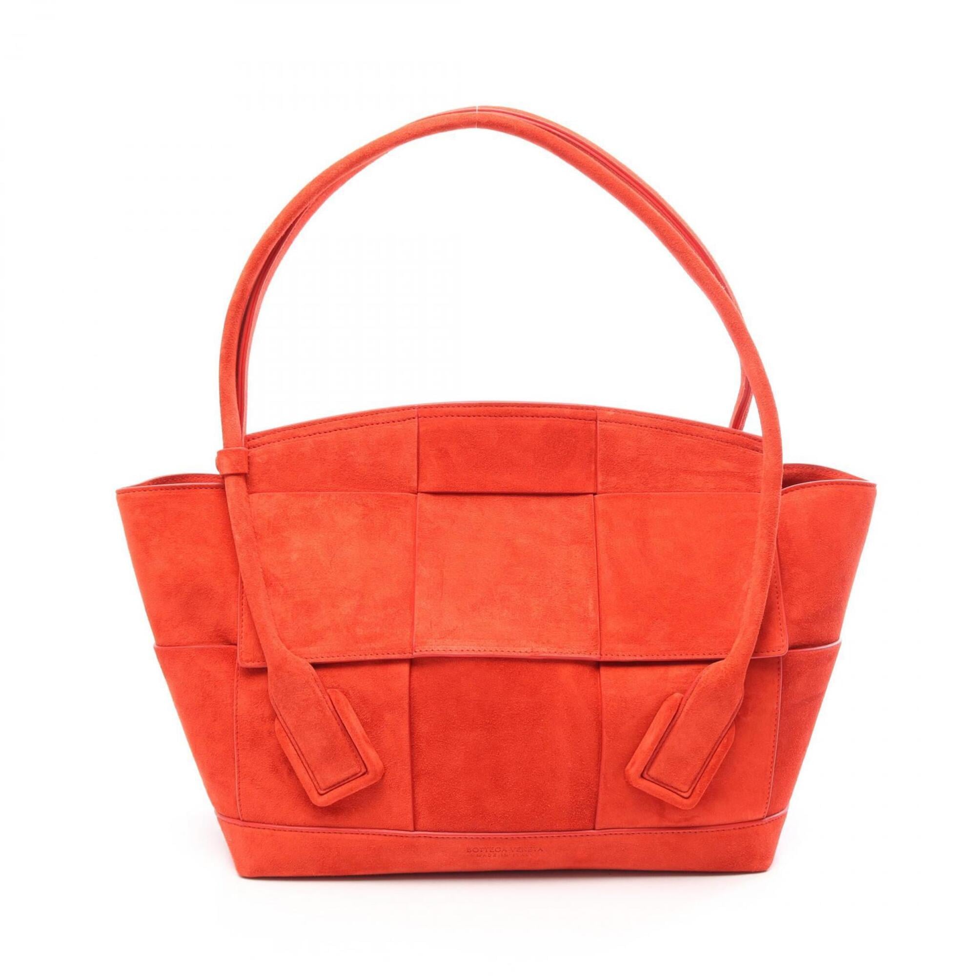 Bottega Veneta Red Color Suede Handbag Tote Bag (Pre-Owned)