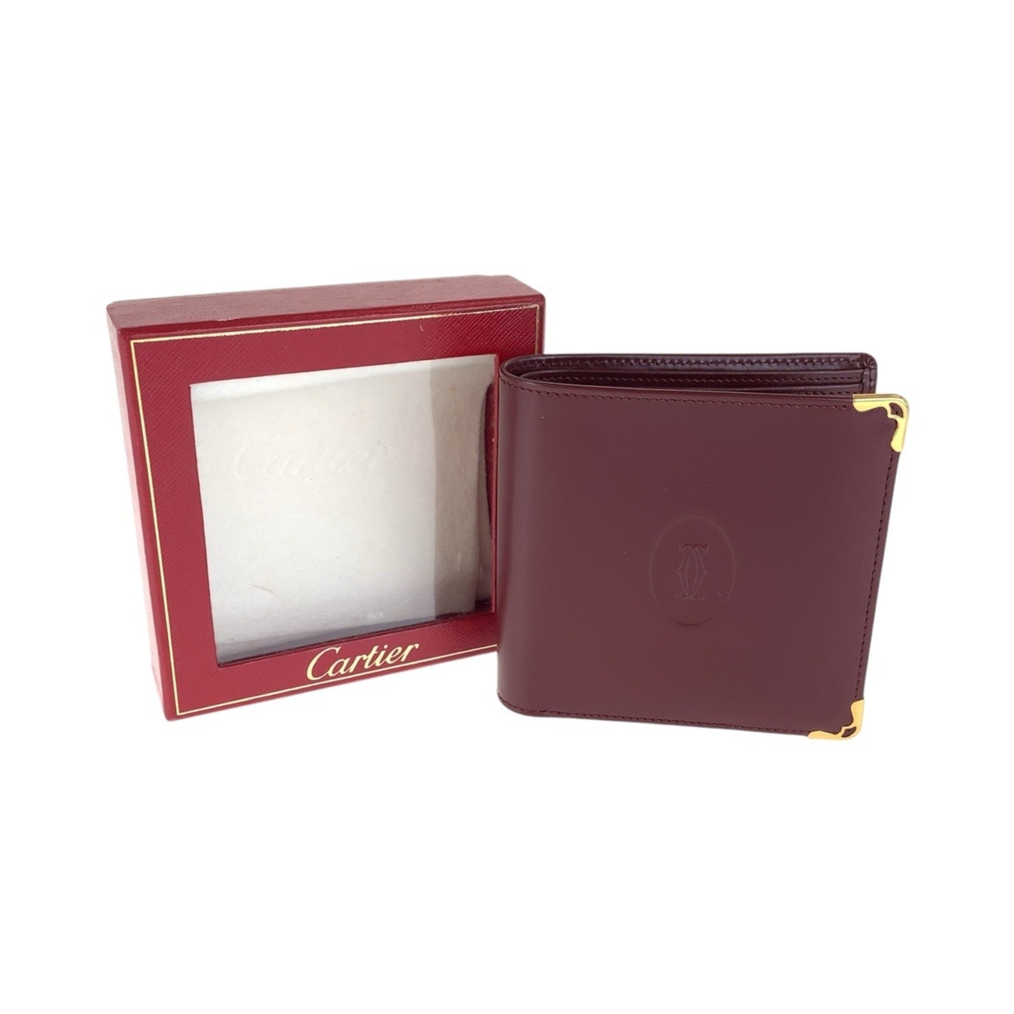 Cartier Bordeaux Wine Red Leather Wallet (Bi-Fold) (Pre-Owned)