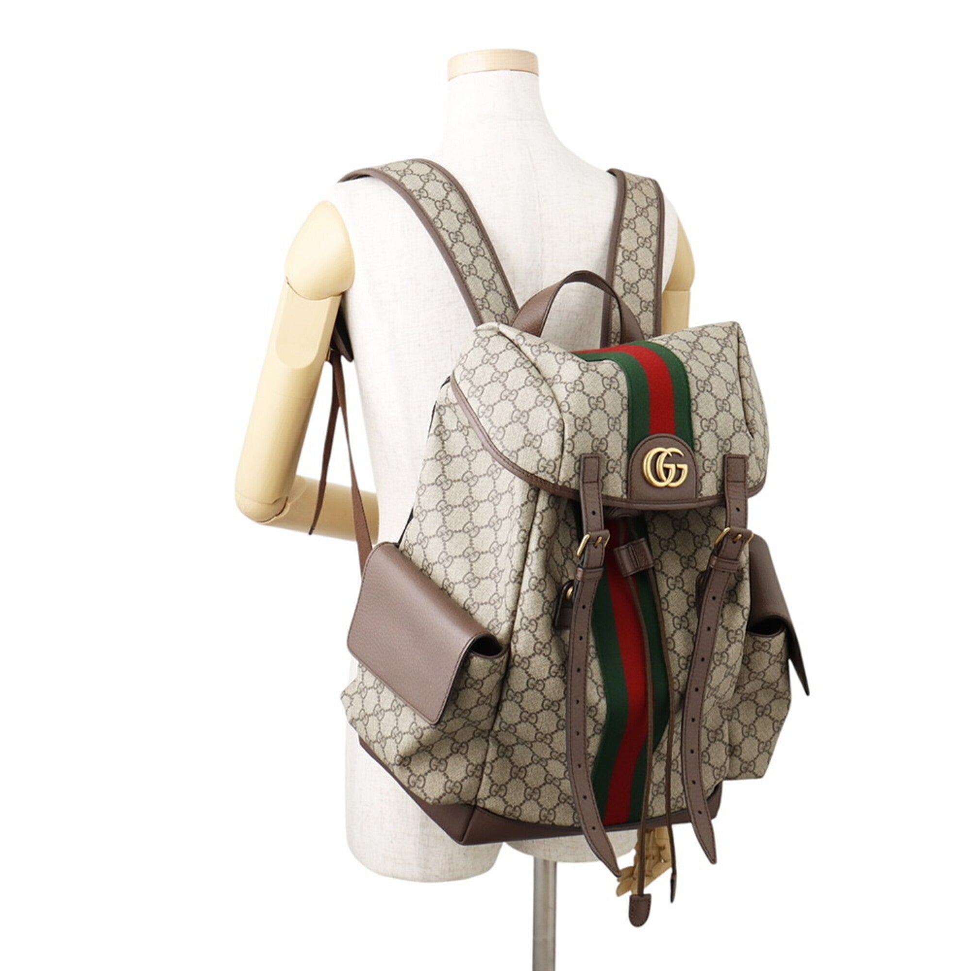 Gucci Brown Green Red Color Gg Supreme Backpack (Pre-Owned)