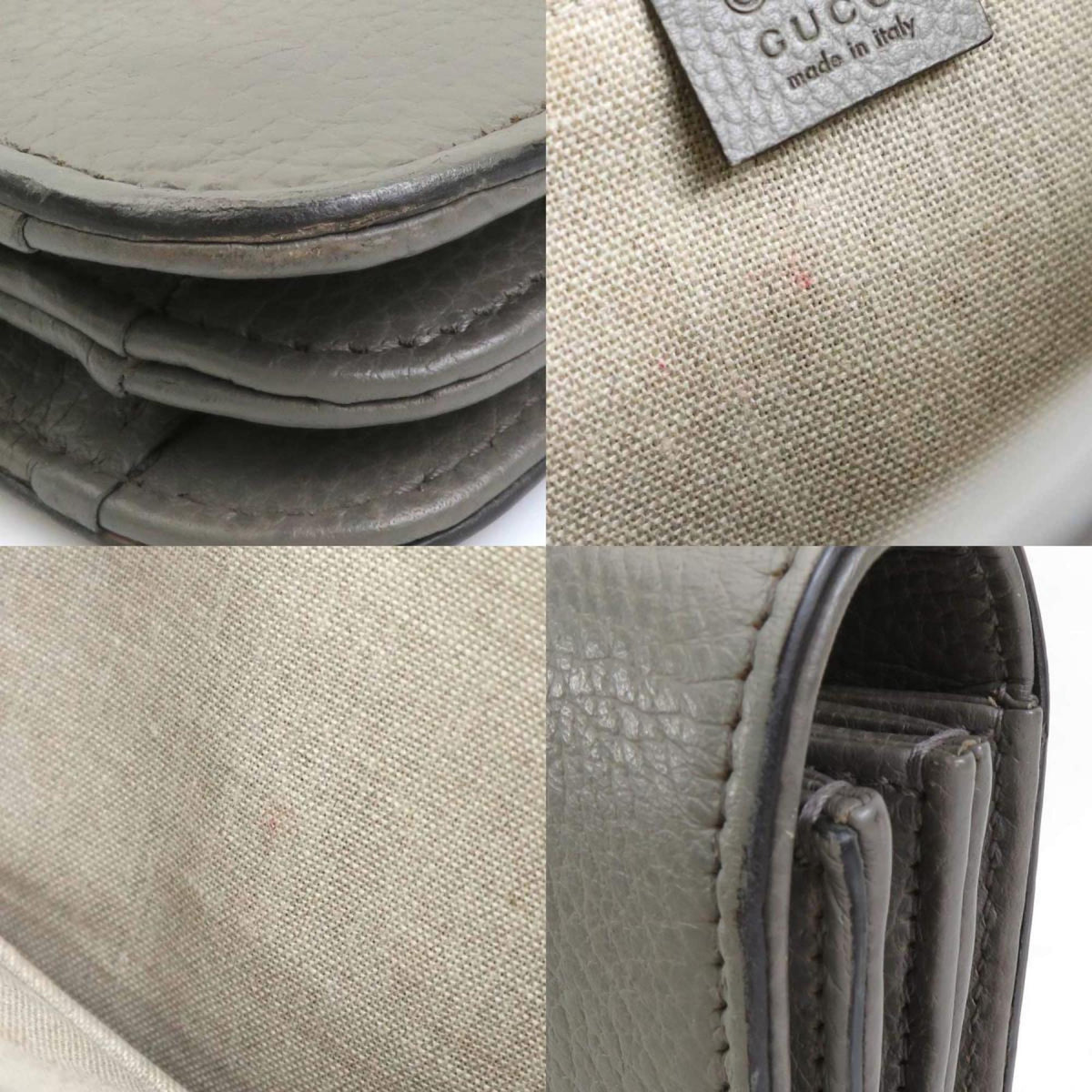 Gucci Gray Leather Shoulder Bag (Pre-Owned)
