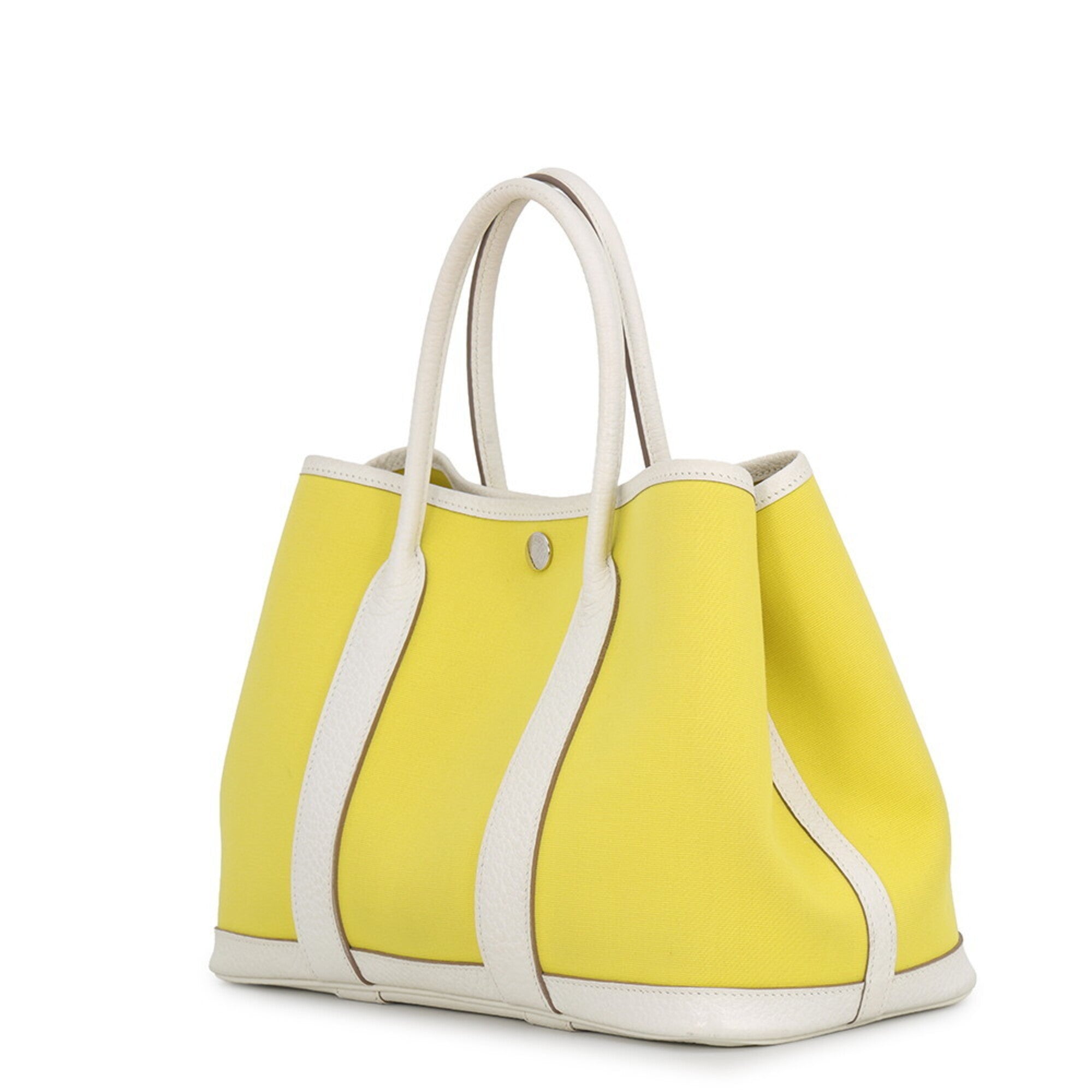 Hermes Garden Lime Toile Officier Country Leather Handbag Tote Bag (Pre-Owned)