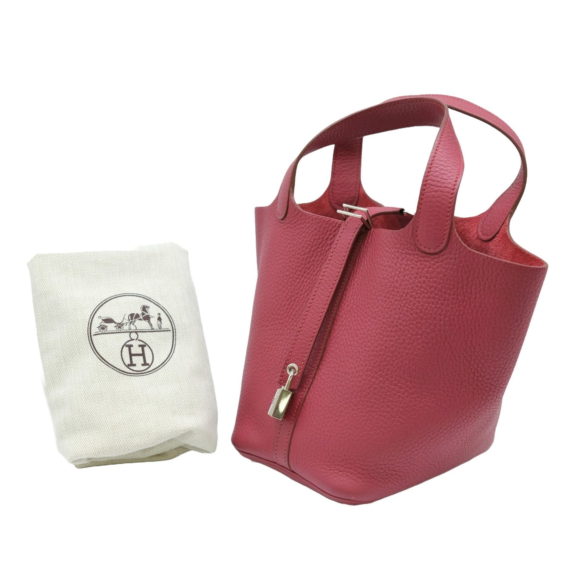Hermes Rouge H Taurillon Clemence Leather Handbag Tote Bag (Pre-Owned)