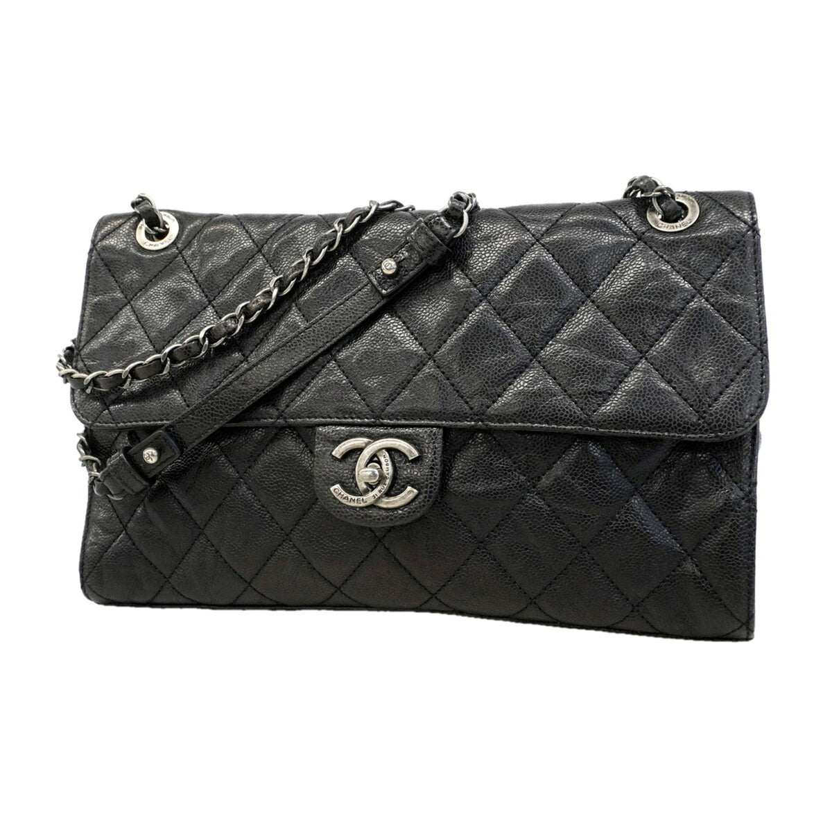 Chanel Black Grained Calfskin Shoulder Bag (Pre-Owned)