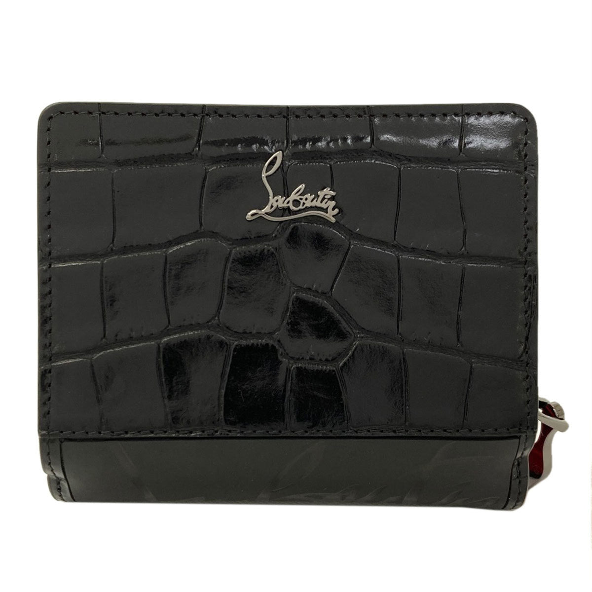 Christian Louboutin Black Red Color Leather Wallet (Bi-Fold) (Pre-Owned)