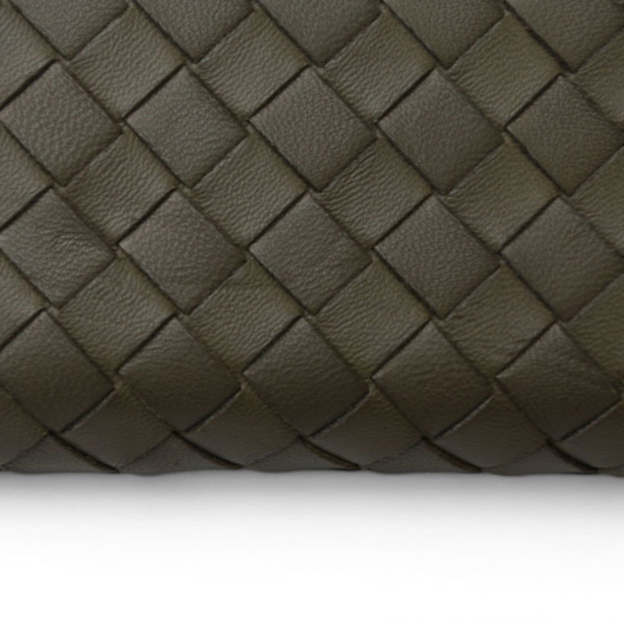 Bottega Veneta Intrecciato Gray Khaki Coin Purse/Coin Case (Pre-Owned)