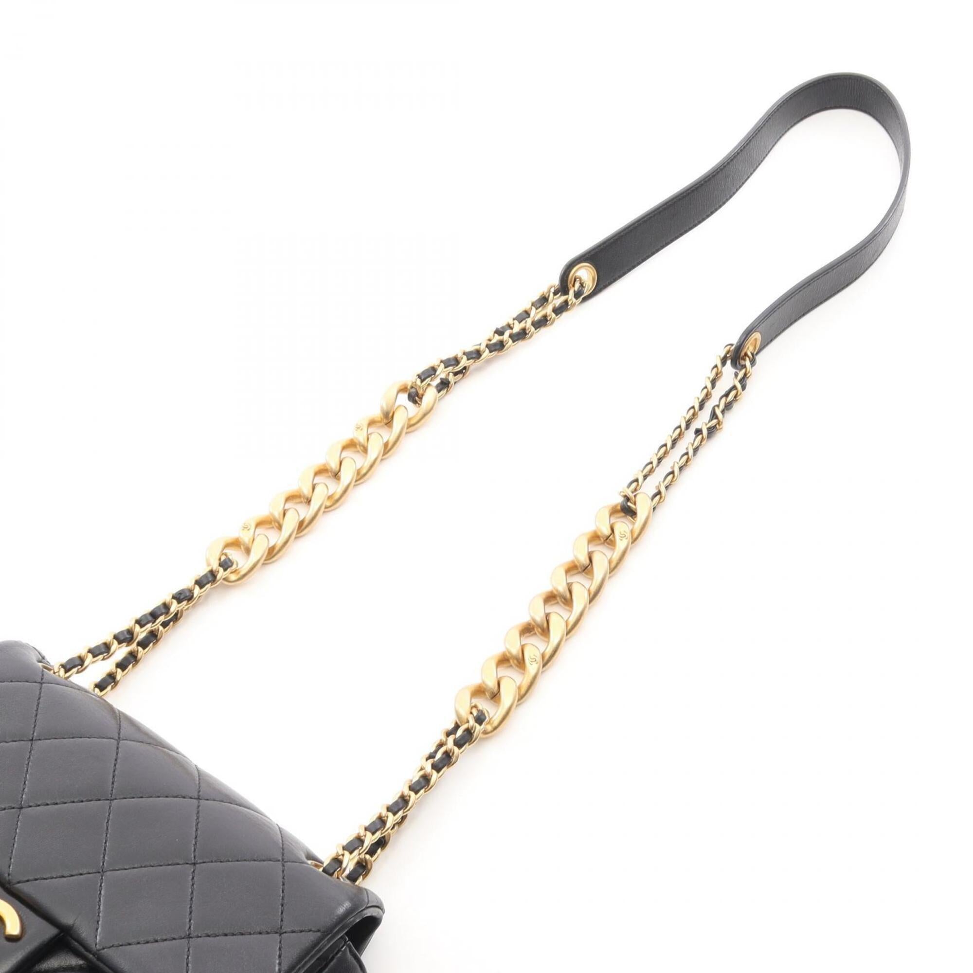 Chanel Black Leather Handbag Shoulder Bag (Pre-Owned)