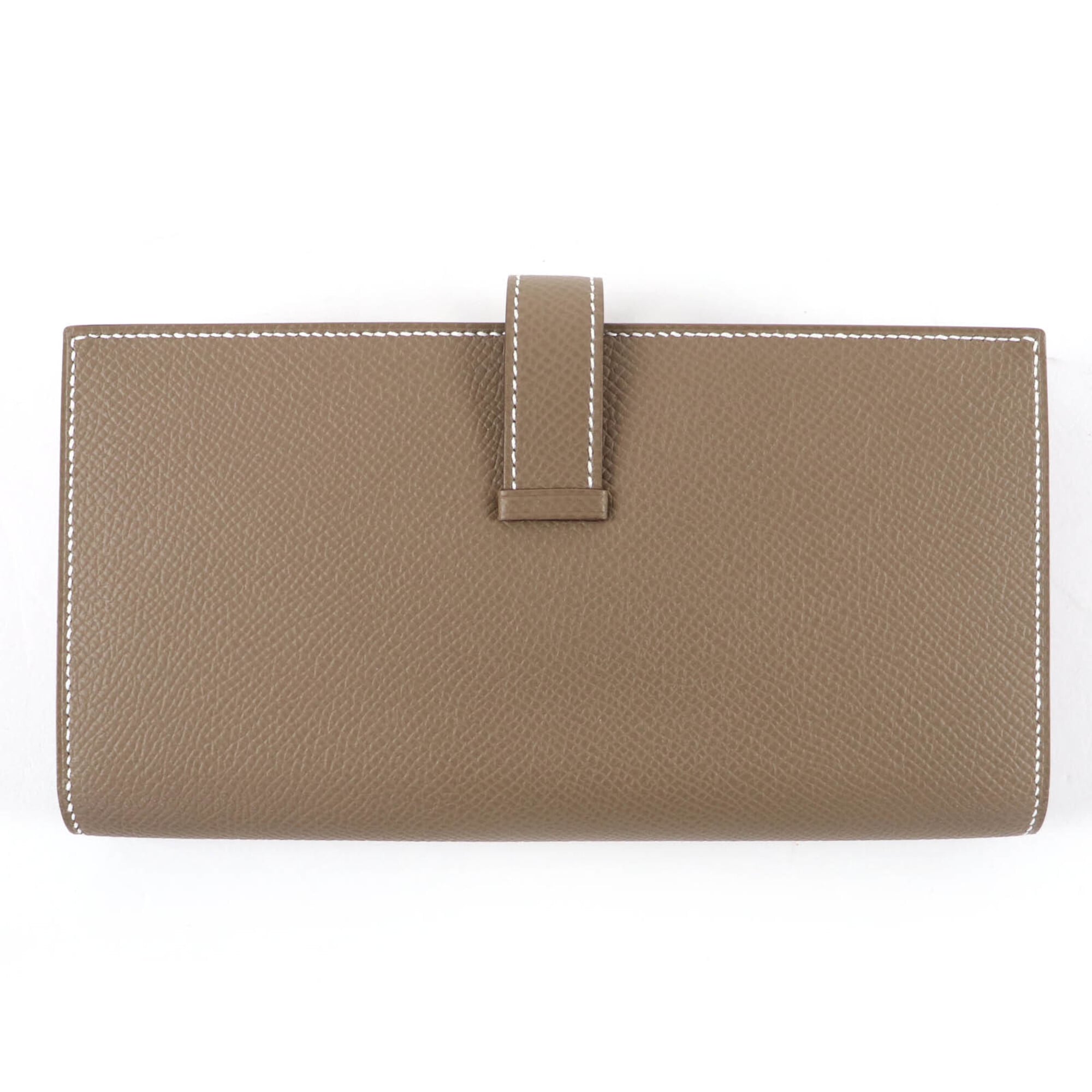 Hermes Etoupe Gray Leather Long Wallet (Bi-Fold) (Pre-Owned)