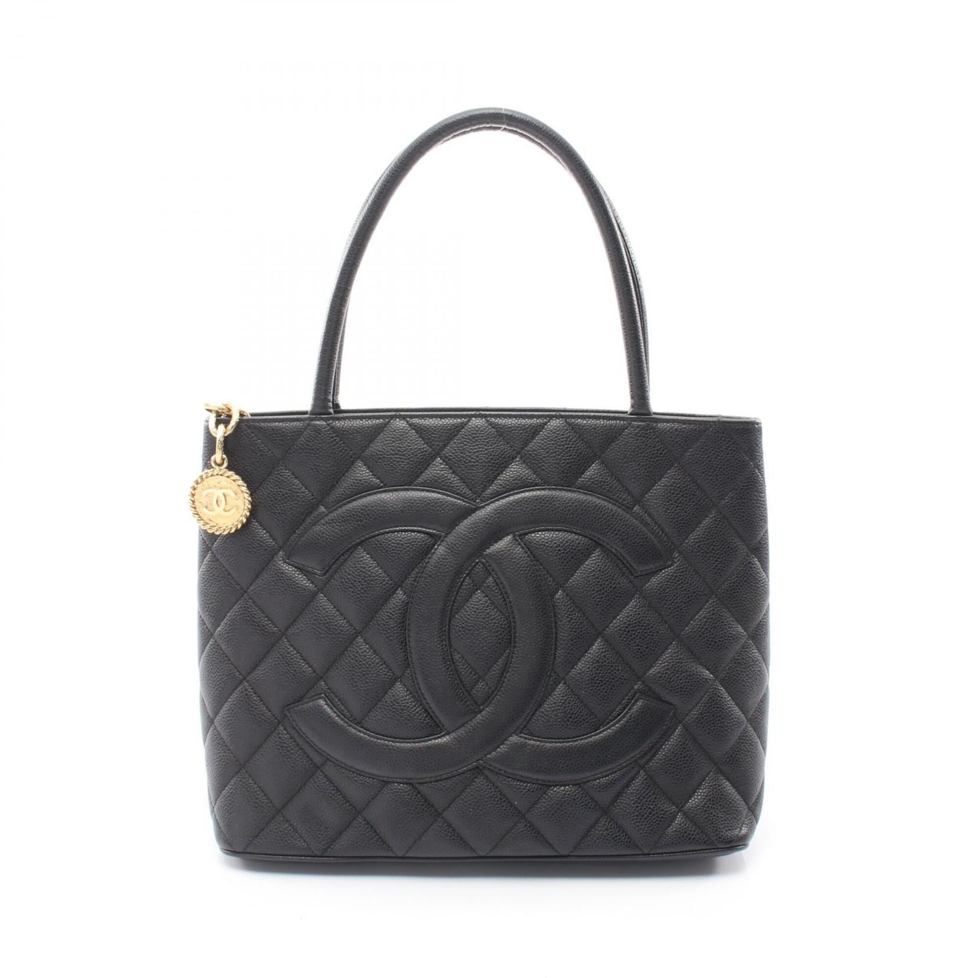 Chanel Black Grained Calfskin Handbag Tote Bag (Pre-Owned)