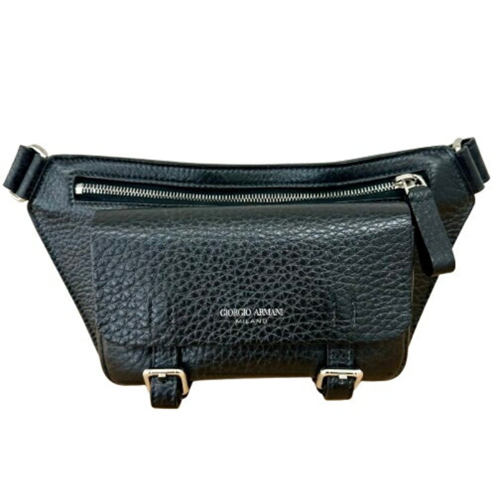 Giorgio Armani Black Leather Shoulder Bag Sling Bag (Pre-Owned)