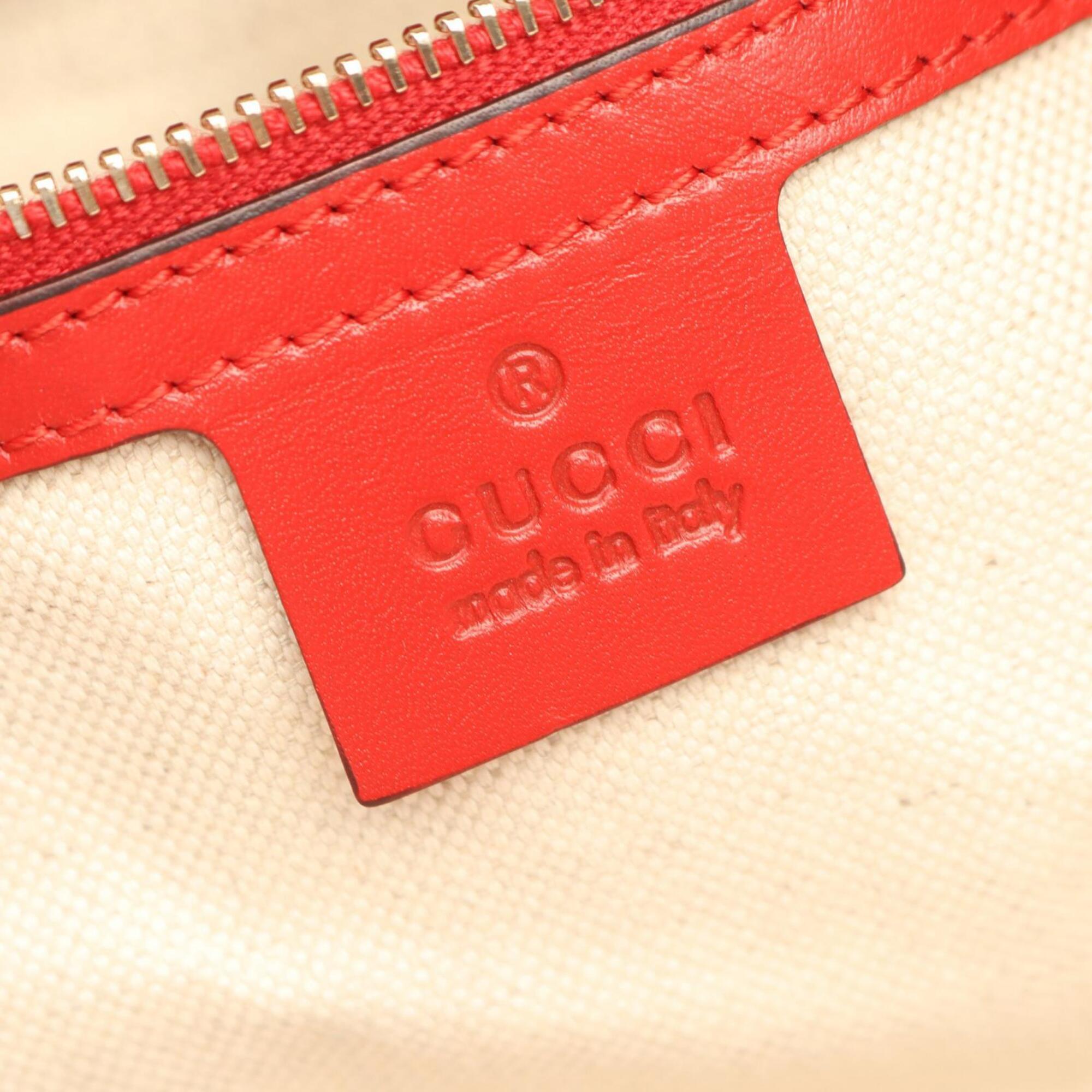 Gucci Red Color Leather Handbag Tote Bag (Pre-Owned)