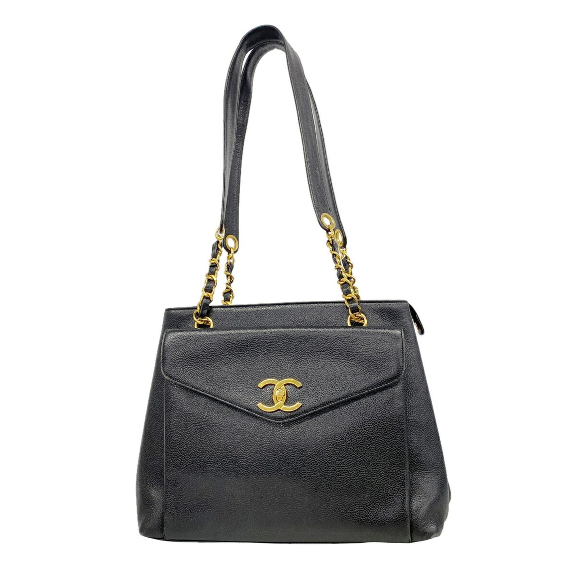 Chanel Black Grained Calfskin Shoulder Bag (Pre-Owned)