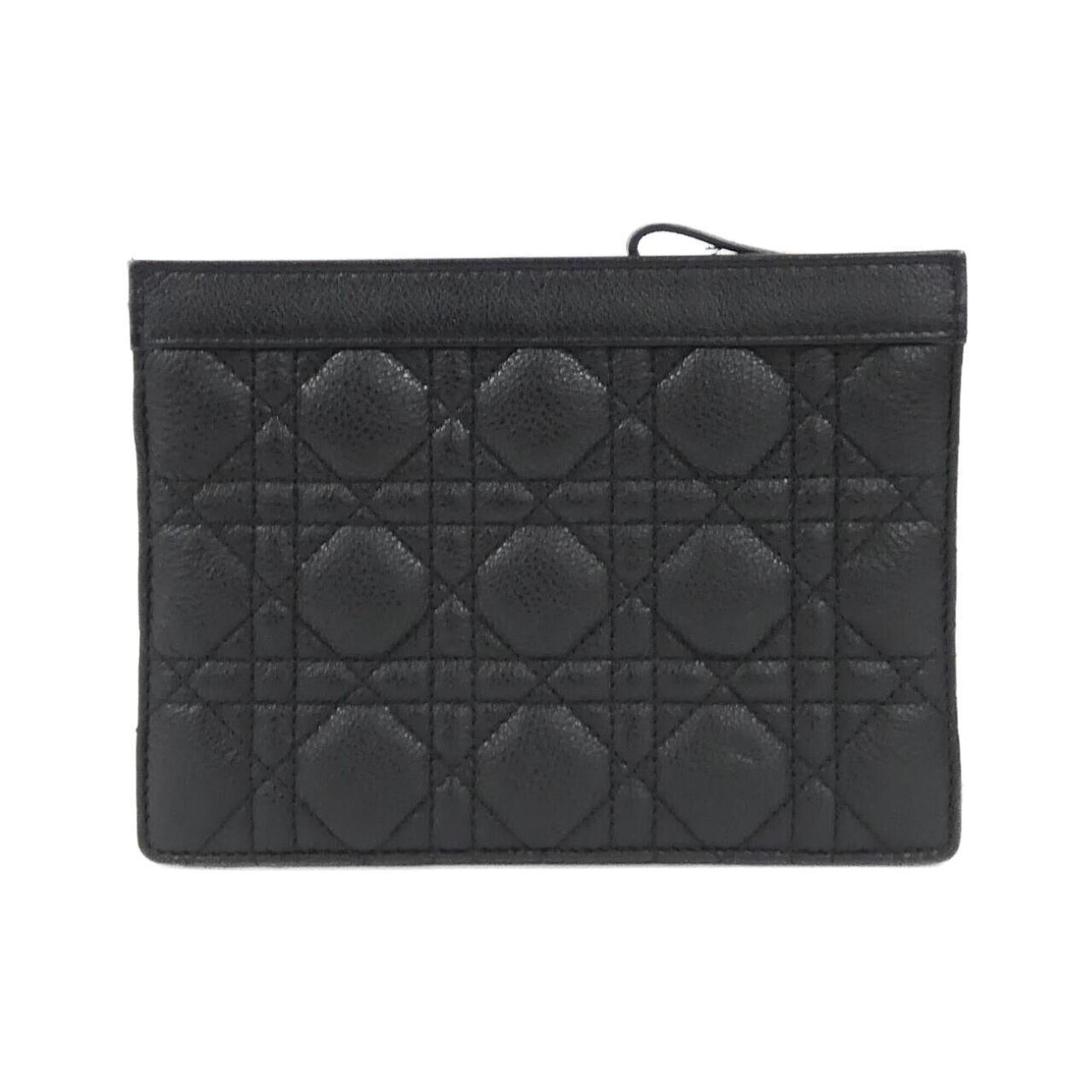 Christian Dior Black Leather Handbag Pouch Shoulder Bag (Pre-Owned)